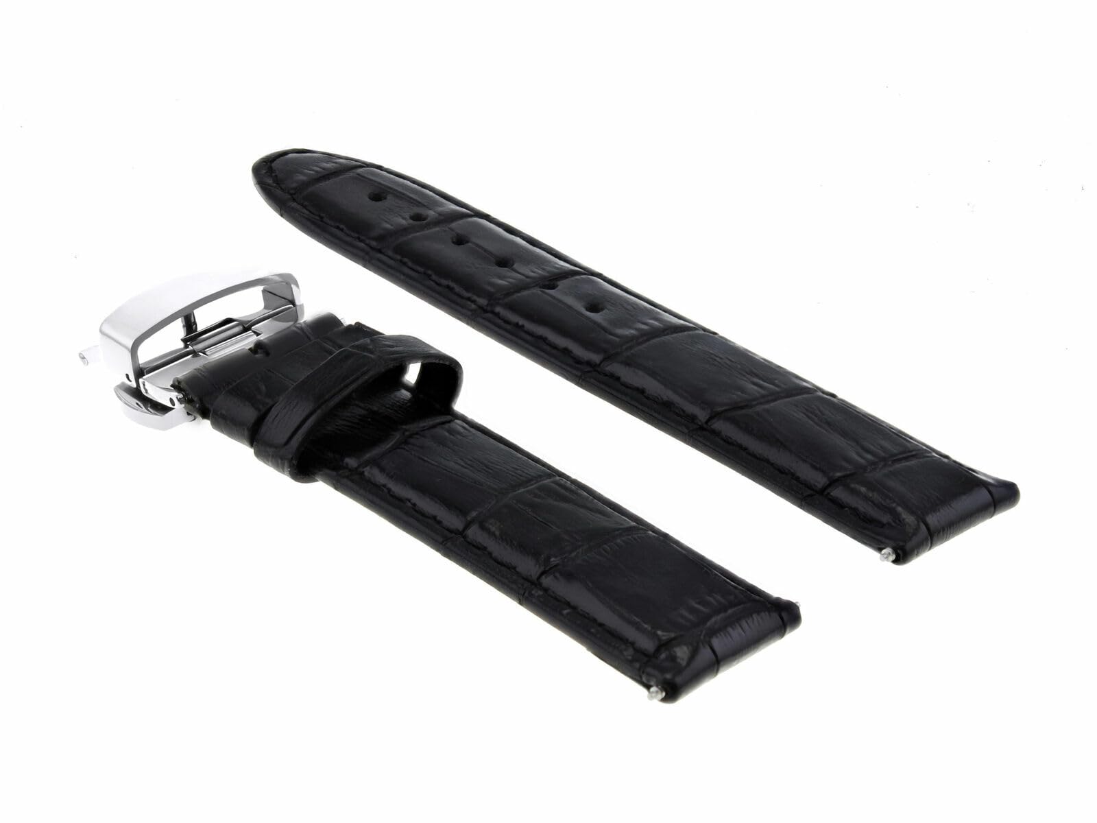 18-24mm Genuine Leather Watch Band Strap with Deployment Clasp - Compatible with Bulova & Other Watches - Replacement Strap for Dress, Business & Casual Wear