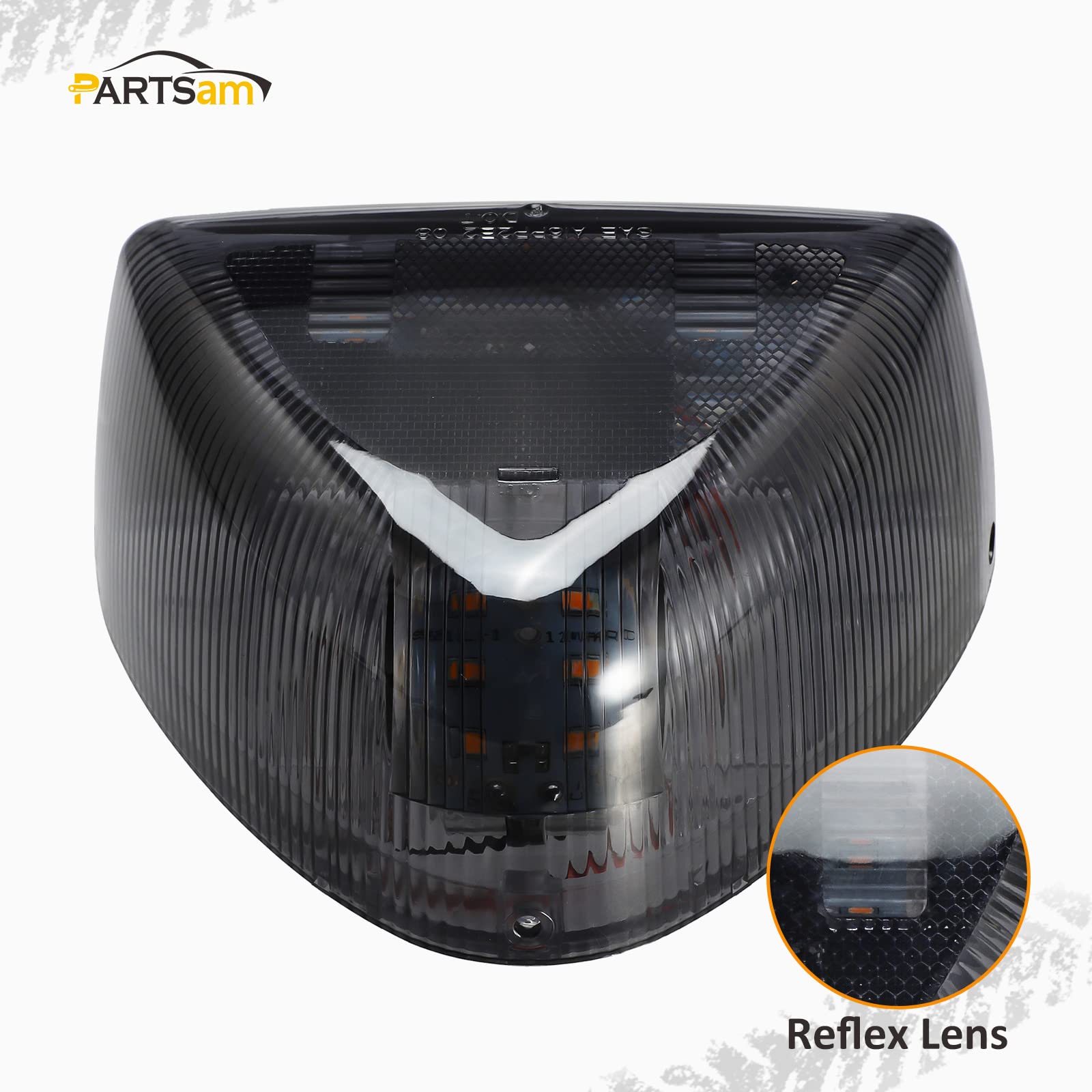 Partsam 2Pcs Amber 31LED Truck Headlight Front Turn Signal Lights - 3 Wire Replacement Compatible with Peterbilt 379 359 357 365 378 (Smoke Lens) - Durable LED Lights for Semi Truck & Heavy Duty Vehicles - Perfect for Highway Driving & Night Visibility