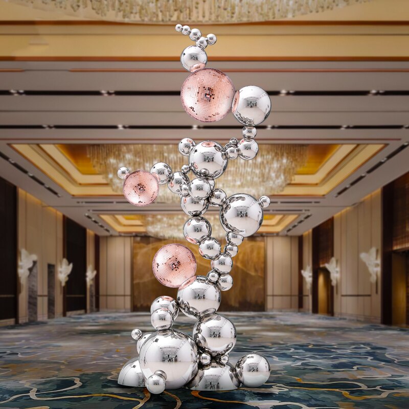 Abstract Jumbled Balls Stainless Steel Home Decor - Modern Sculpture for Living Room, Office & Garden Decoration