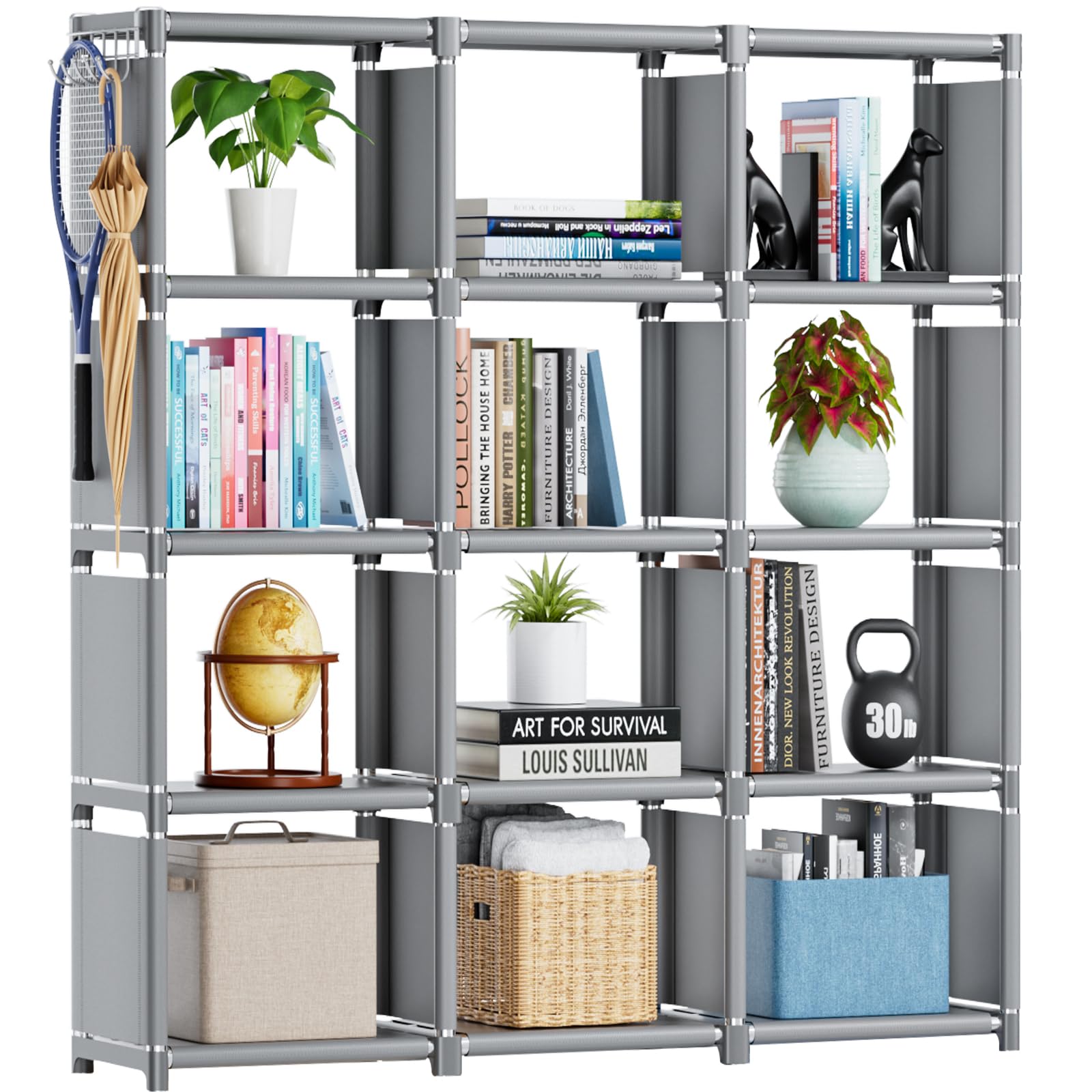 Mavivegue 12-Cube Storage Organizer Shelf - DIY Metal Bookcase with Cubbies for Bedroom, Living Room, Home & Office - Perfect for Books, Toys, Decor & Closet Organization