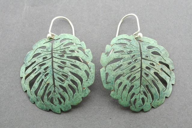 Vintage Copper Patina Fan Earrings for Women - Handmade Boho Dangle Earrings - Perfect for Weddings, Parties & Boho Fashion