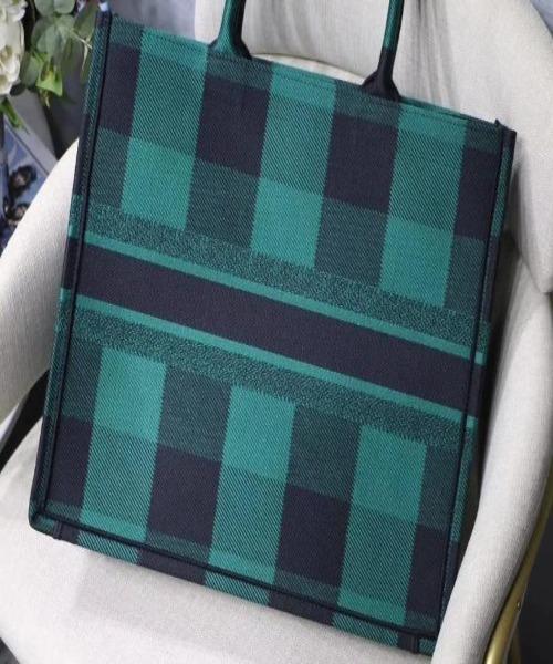 Dior Book Tote Bag in Green & Black Embroidered Canvas - Luxury Designer Handbag for Women, Perfect for Travel, Work & Everyday Use