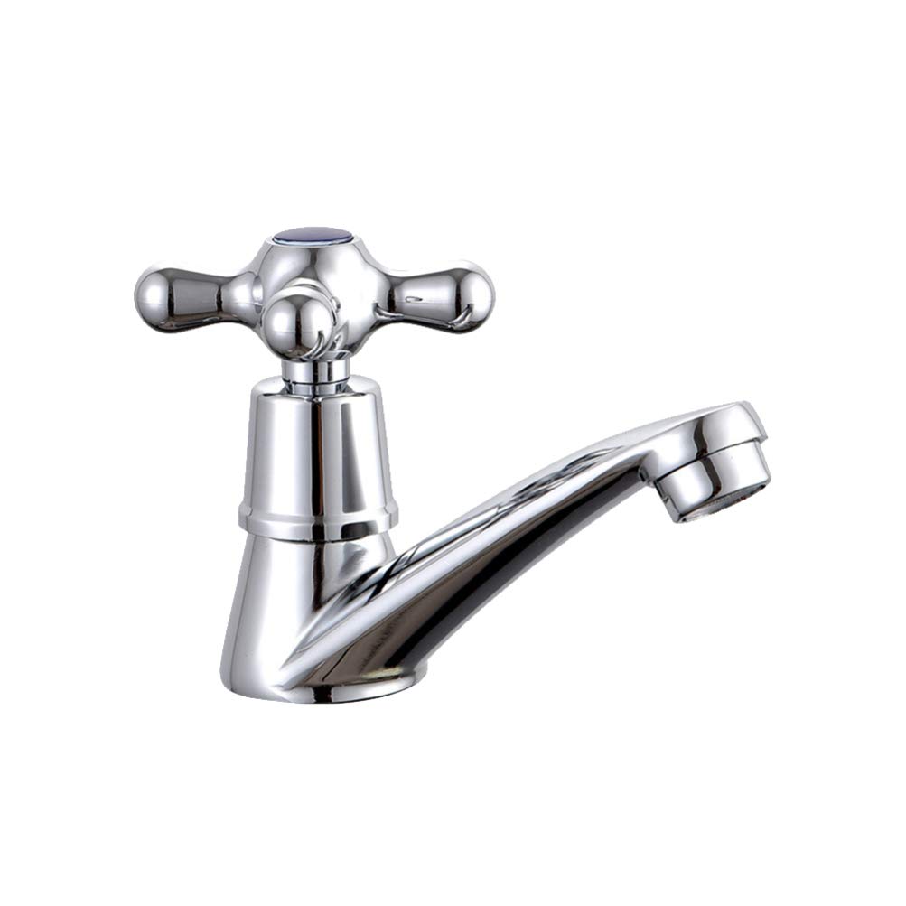 DOITOOL 1PC Hot and Cold Water Bathroom Sink Faucet with Cross Handle - Traditional Basin Mixer Tap in Blue - Perfect for Modern & Vintage Bathroom Decor