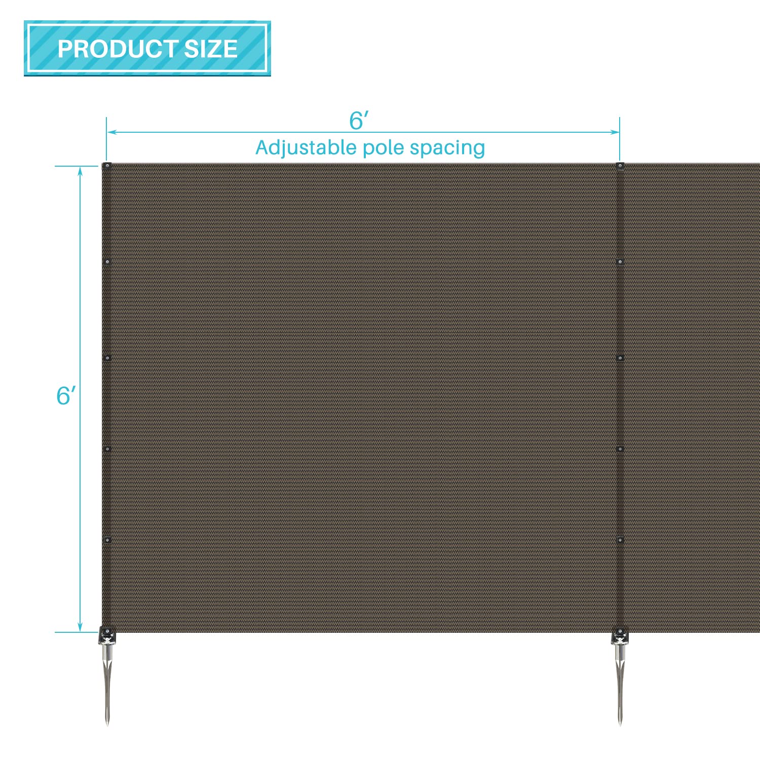 Coarbor 6'x34' Removable Outdoor Privacy Fence Panel - Brown Pool, Dog, Chicken & Vegetable Garden Barrier with Spikes & Poles | Perfect for Backyard, Yard Border & Privacy Protection
