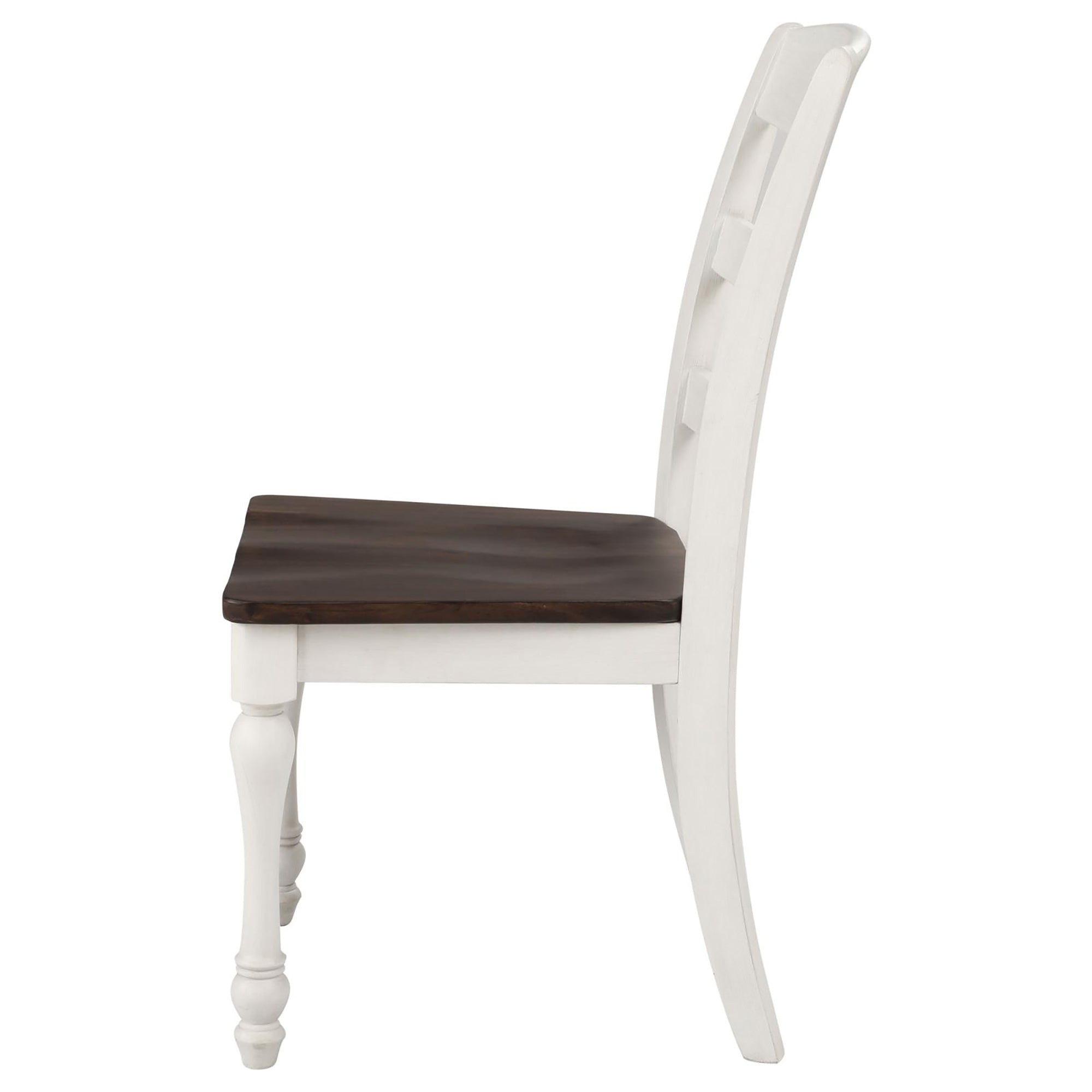 Dark Cocoa & White Ladder Back Dining Chairs (Set of 2) - Modern Kitchen & Dining Room Side Chairs for Home Decor