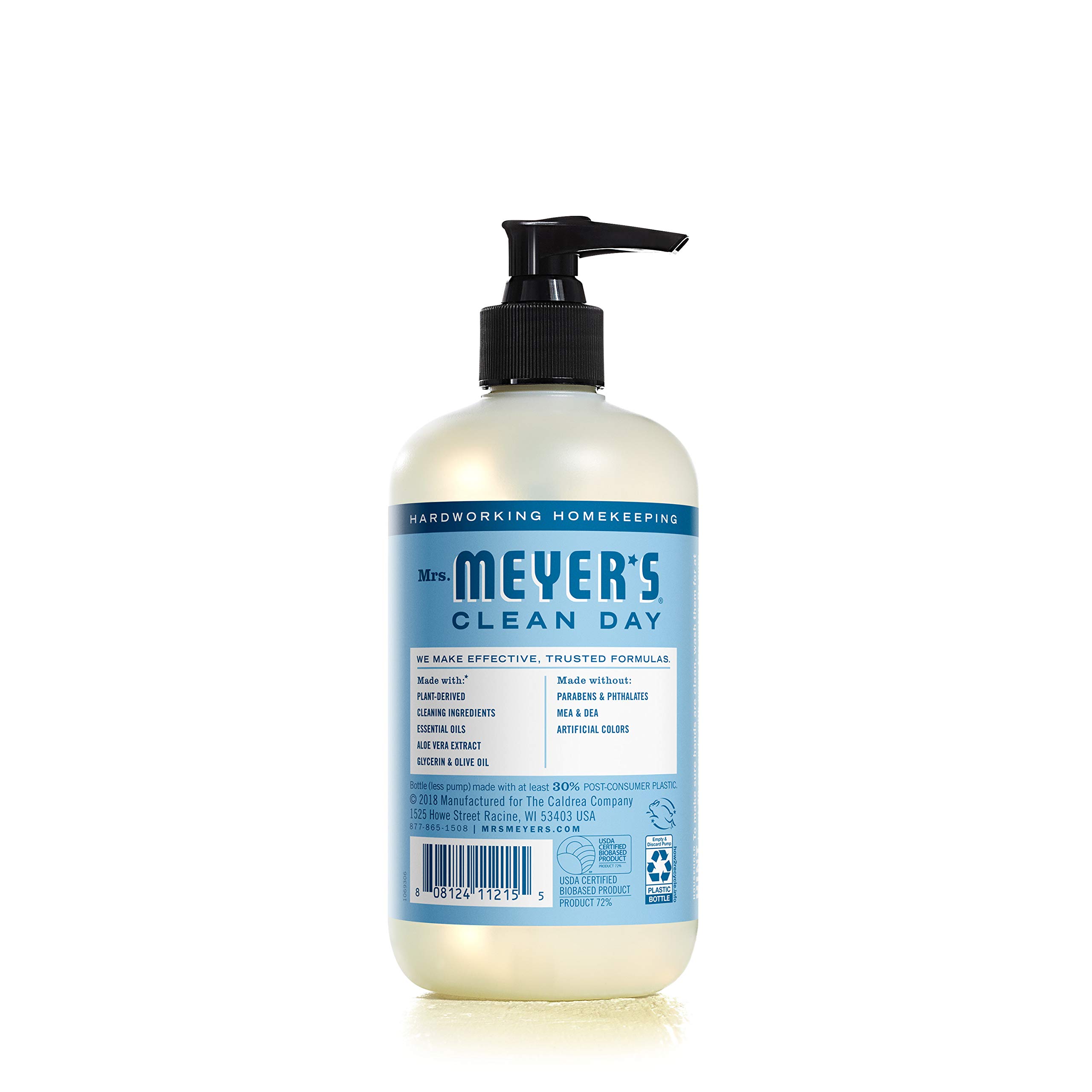Mrs. Meyer's Clean Day Hand Soap with Essential Oils | Biodegradable, Rain Water Scent | 12.5 fl oz | Gentle for Daily Hand Washing, Kitchen & Bathroom Use