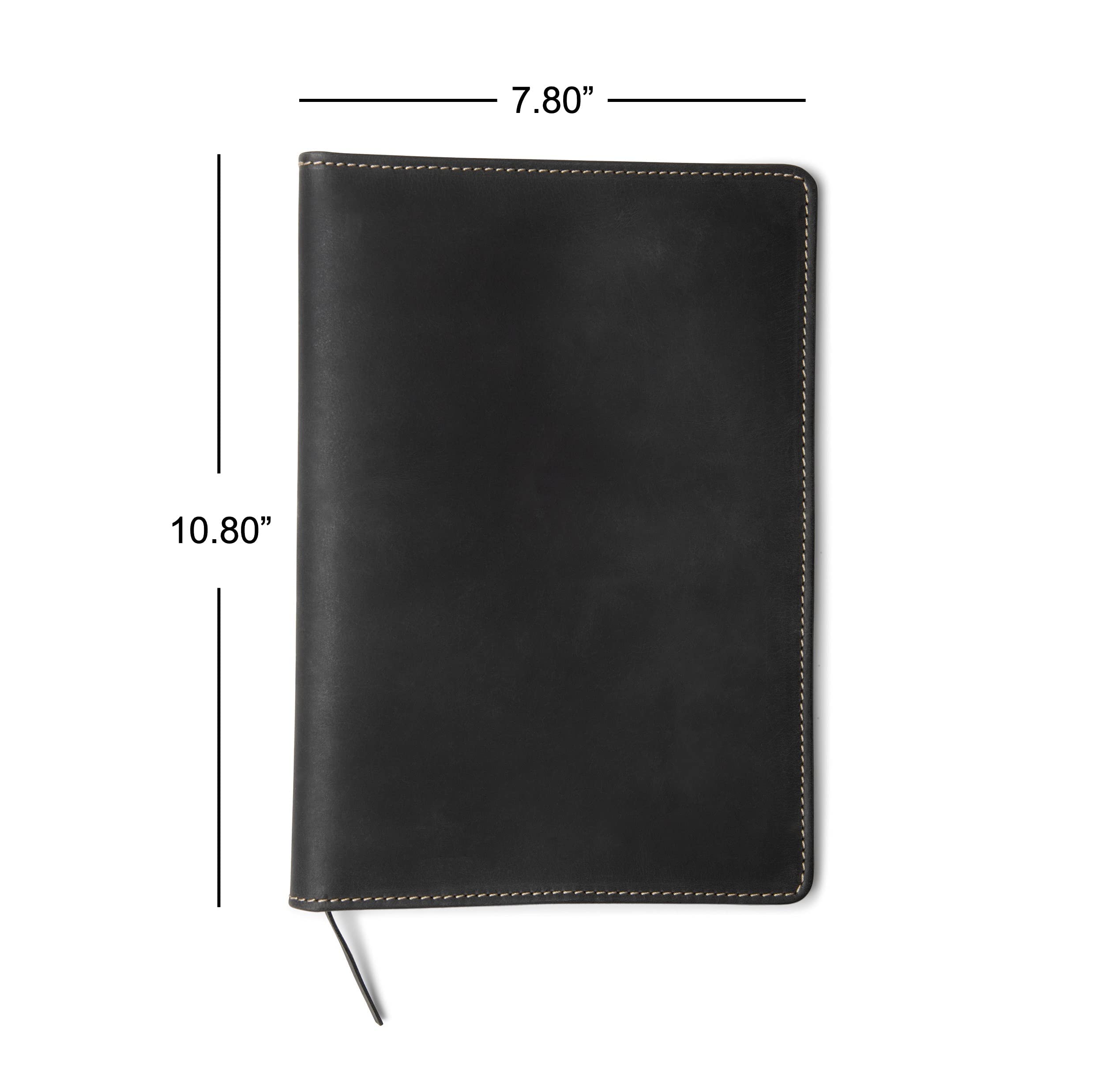 Premium Theodore Black Leather Notebook Cover 7.8 x 10.8 Inch - Professional Journal Organizer with Tablet Pocket, Phone Holder, Business Card Slots & Pen Loop - Fits Moleskine XL Notebooks - Perfect for Business Meetings, Office Work & Travel Organization