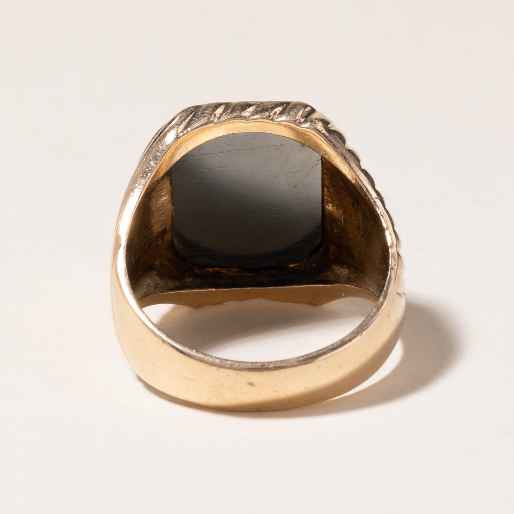 10K Yellow Gold Carved Hematite Ring for Women | 4.70ct Genuine Hematite Stone | Size 9.25 | Elegant Jewelry Gift for Birthday, Anniversary & Special Occasions