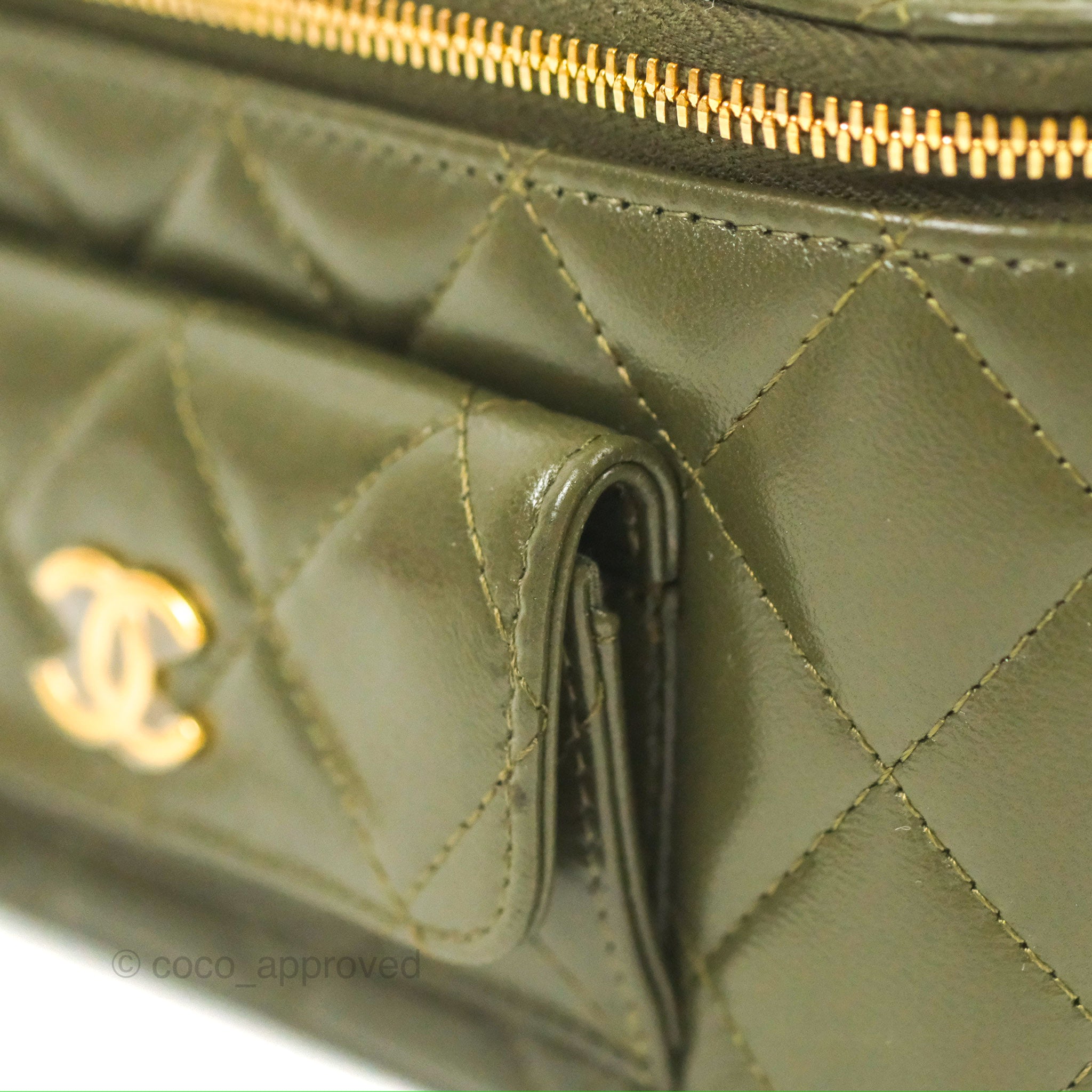 Chanel 22K Khaki Green Lambskin Cargo Pocket Top Handle Vanity Bag with Chain - Luxury Crossbody Purse for Women, Perfect for Date Night & Evening Events