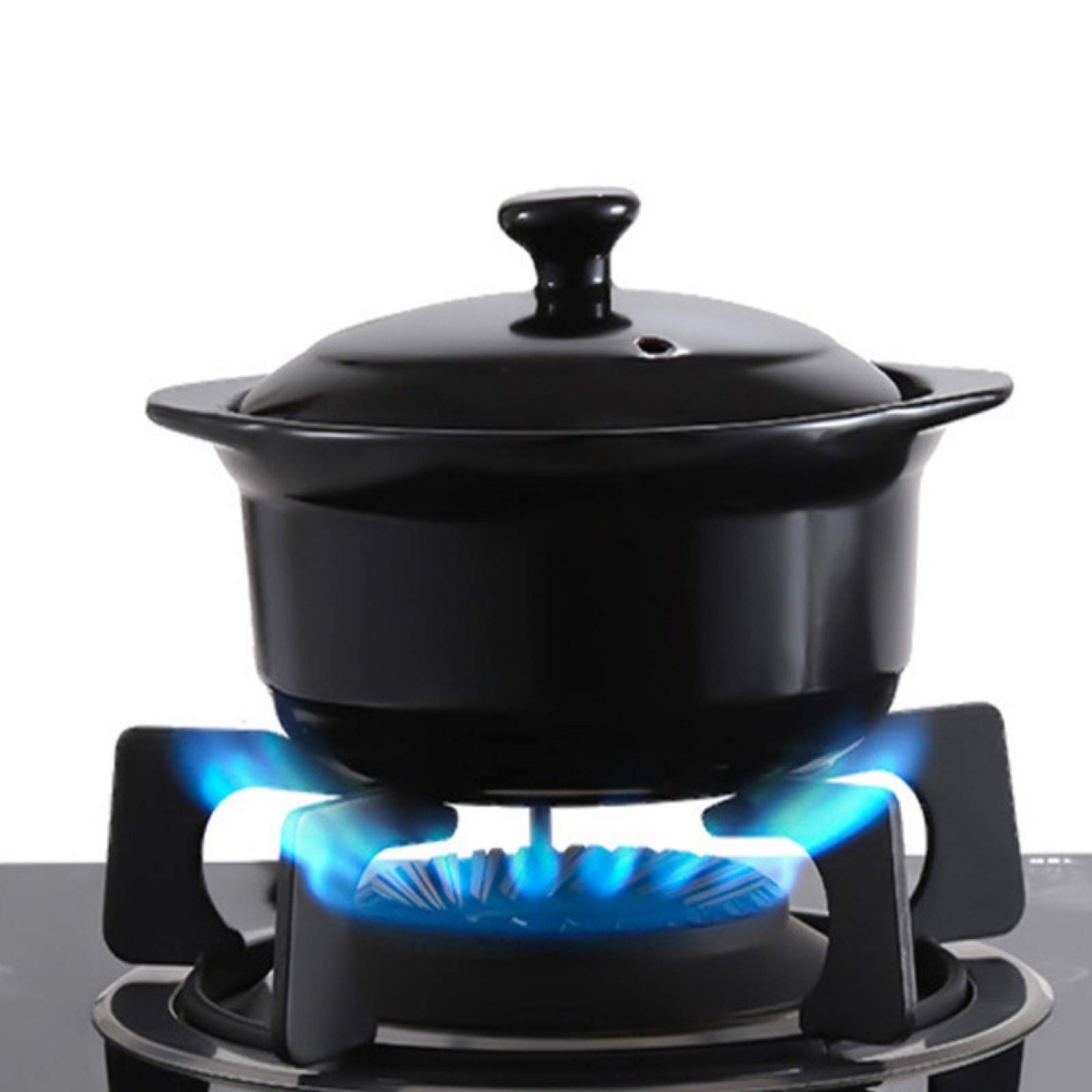 Mini Casserole Dish with Lid - 1.0L Nonstick Ceramic Oven & Stovetop Safe Stew Pot, Slow Cooker for Soups & Casseroles | Perfect for Baking, Roasting & Serving Dishes (Black)