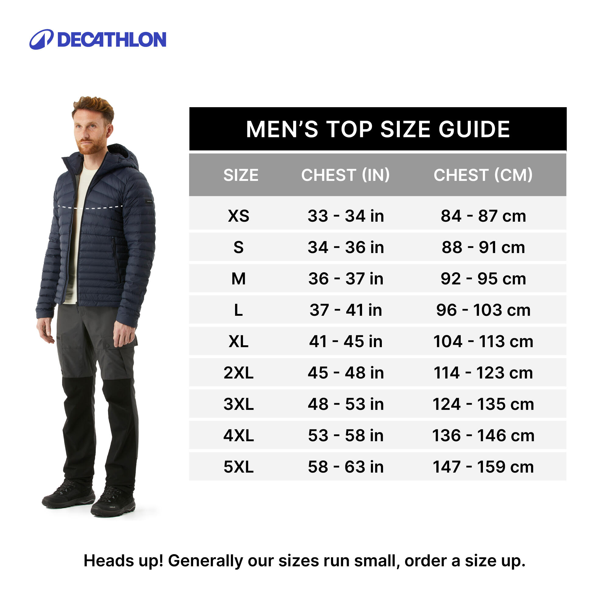 Forclaz Men's MT100 Hooded Down Puffer Jacket - Lightweight Winter Coat, Waterproof & Windproof, Warm Insulated Outdoor Jacket for Hiking, Skiing & Cold Weather Activities