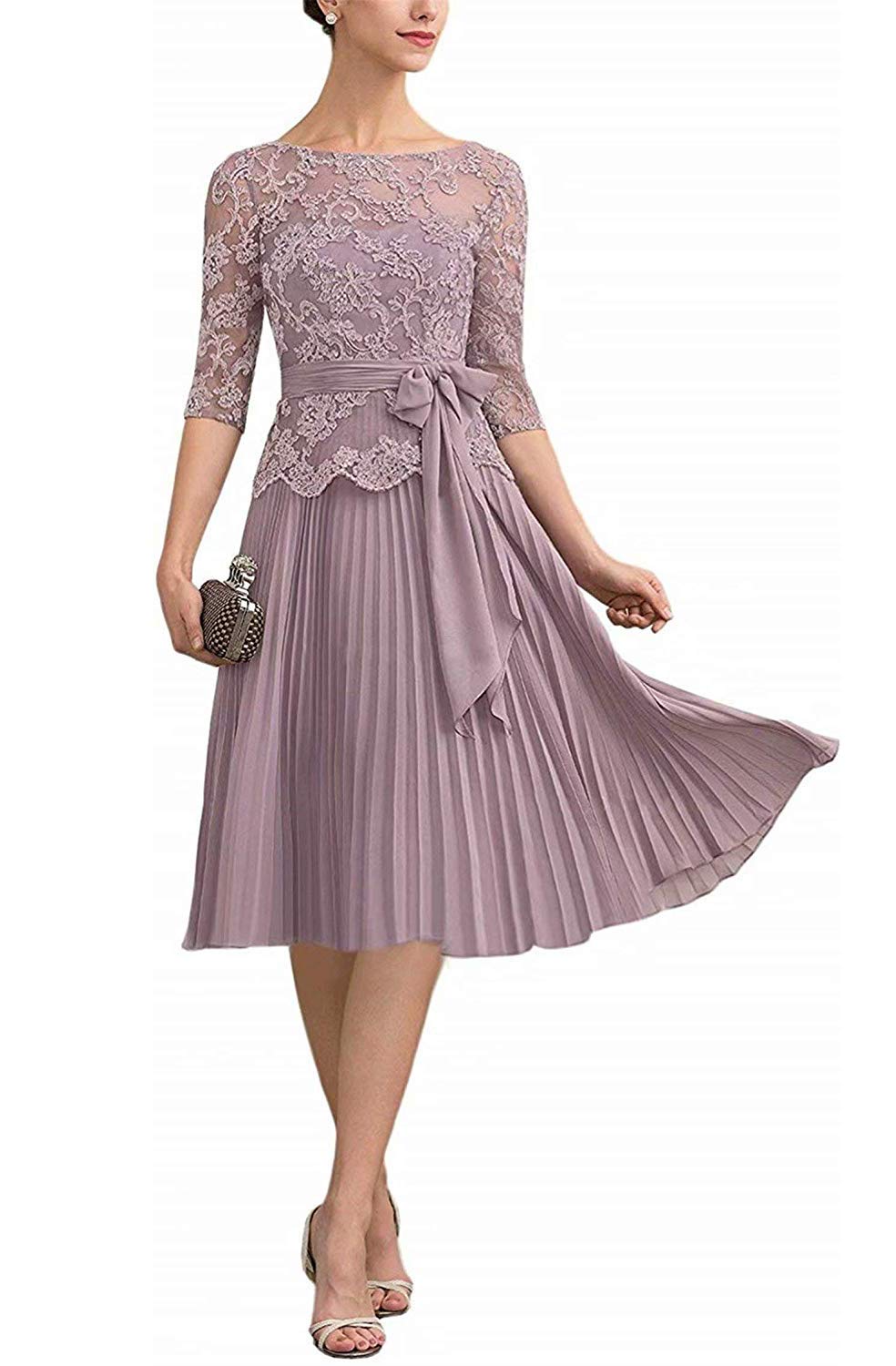 Elegant Short Sleeve Lace Applique Mother of The Bride Dress - Perfect for Weddings, Proms & Special Occasions