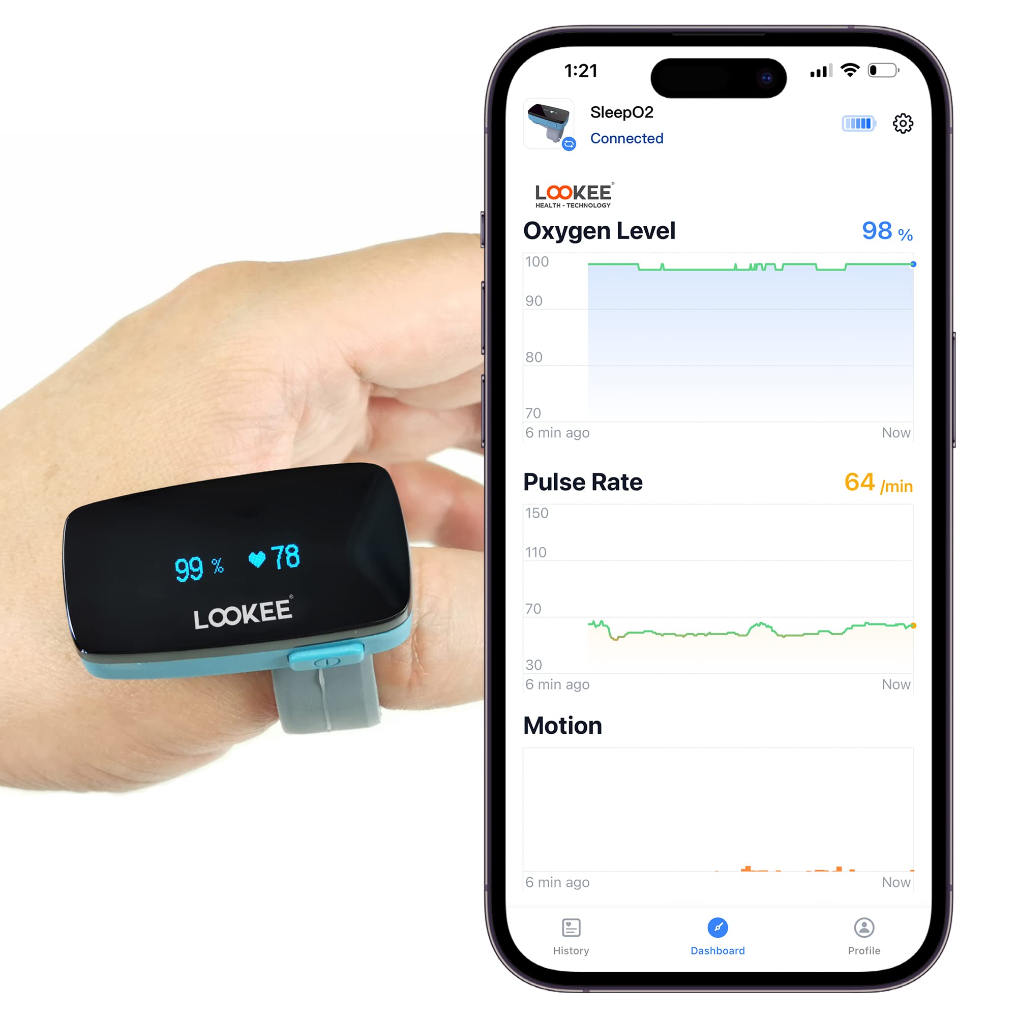 LOOKEE O2-Tracker Ring - Continuous Wearable Pulse Oximeter with Vibration Alerts & Rechargeable SpO2 Monitor - Free Health Tracking App for Oxygen Levels - Ideal for Athletes, Sleep Monitoring & High-Altitude Activities