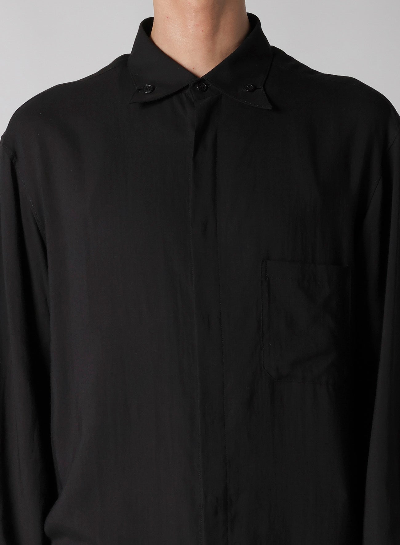 Men's Cellulose Lawn Black Loop Button Down Placket Shirt - Casual Office Wear & Summer Outfits