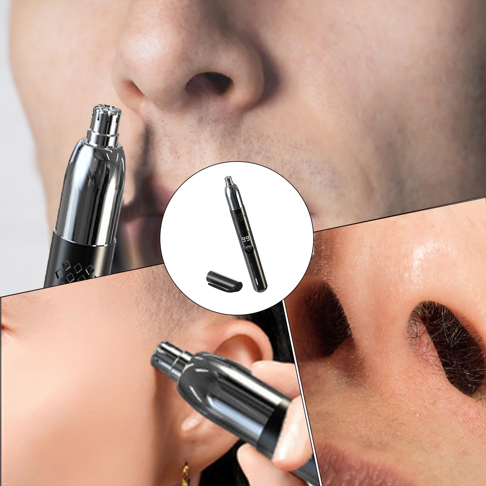 Electric Nose Hair Trimmer - Painless & Safe Ear & Nose Hair Remover, Battery-Operated Eyebrow & Facial Grooming Tool for Men, Portable Travel Grooming Kit - Perfect for Home, Office & Travel Use