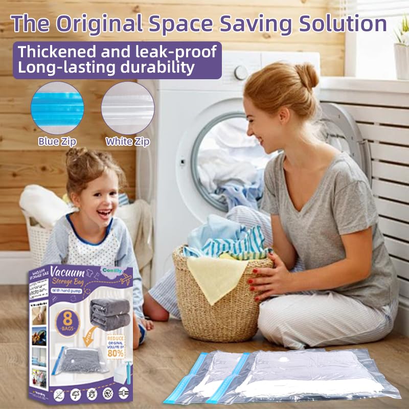 8 Pack Jumbo Vacuum Storage Bags (40