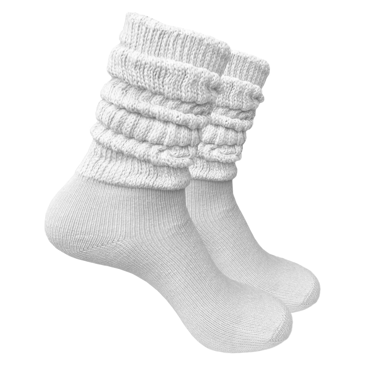 Women's Cotton Heavy Scrunchy Slouch Socks - 2 Pairs Warm & Cozy Non-Slip Casual Socks for Winter, Lounge, Home, and Sleep