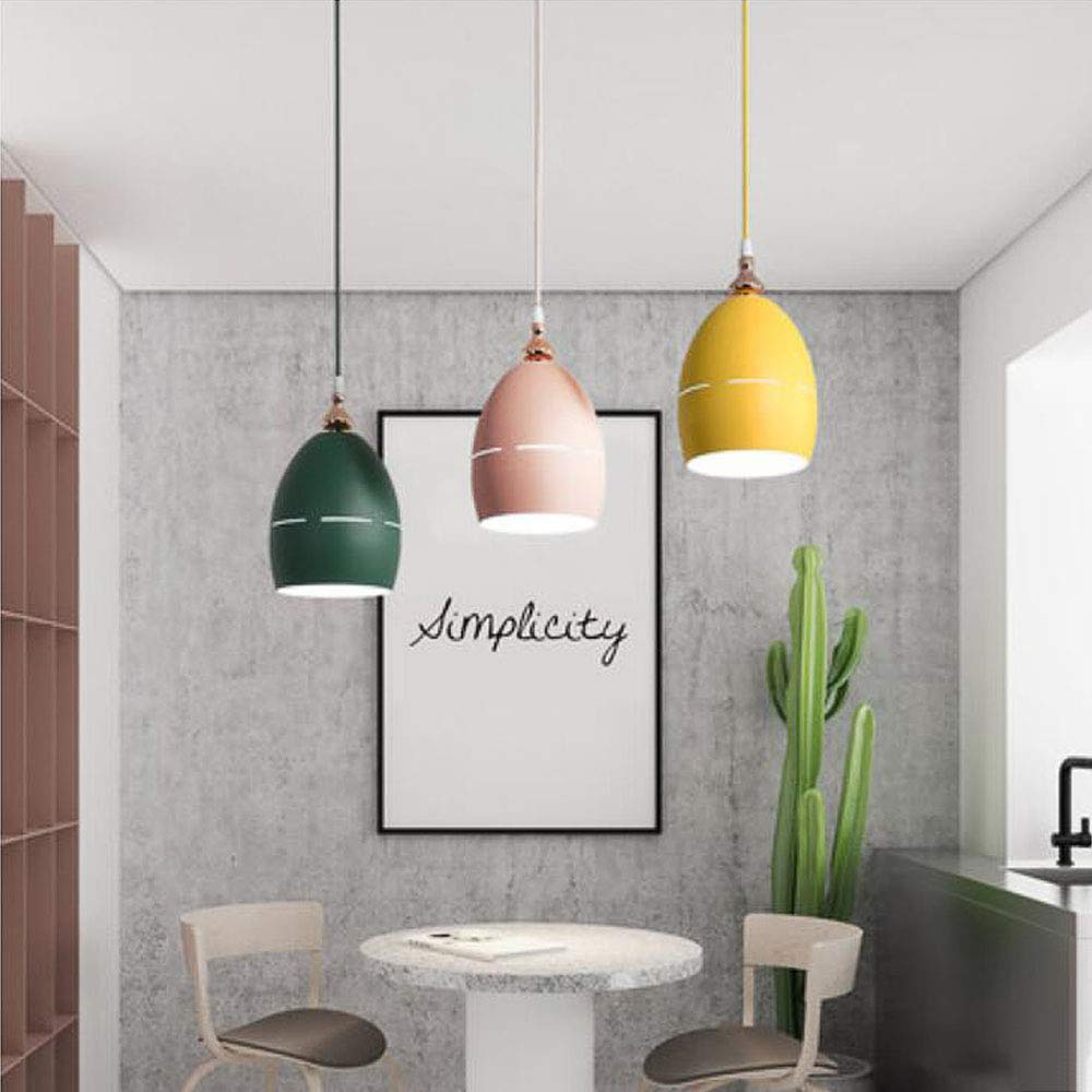 Nordic Style Macaron Pink Aluminum Track Mount Pendant Light - Modern Kitchen Island Lighting & Ceiling Fixture for Dining Room, Bar, or Living Room (1-Pack)