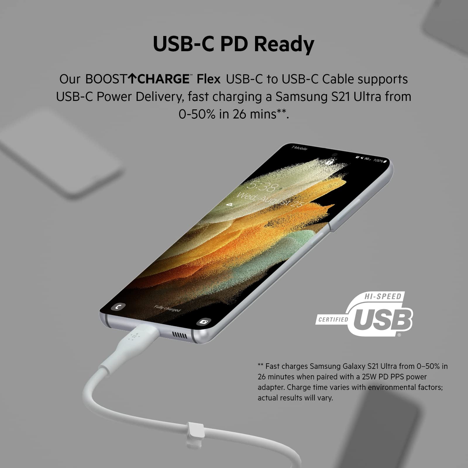 Belkin BoostCharge Flex Silicone USB-C to USB-C Charging Cable (2m, White) - USB-IF Certified Fast Charger for iPhone 16/15, Galaxy S24/S23, iPad, MacBook, Pixel & More | Perfect for Home, Office & Travel Charging