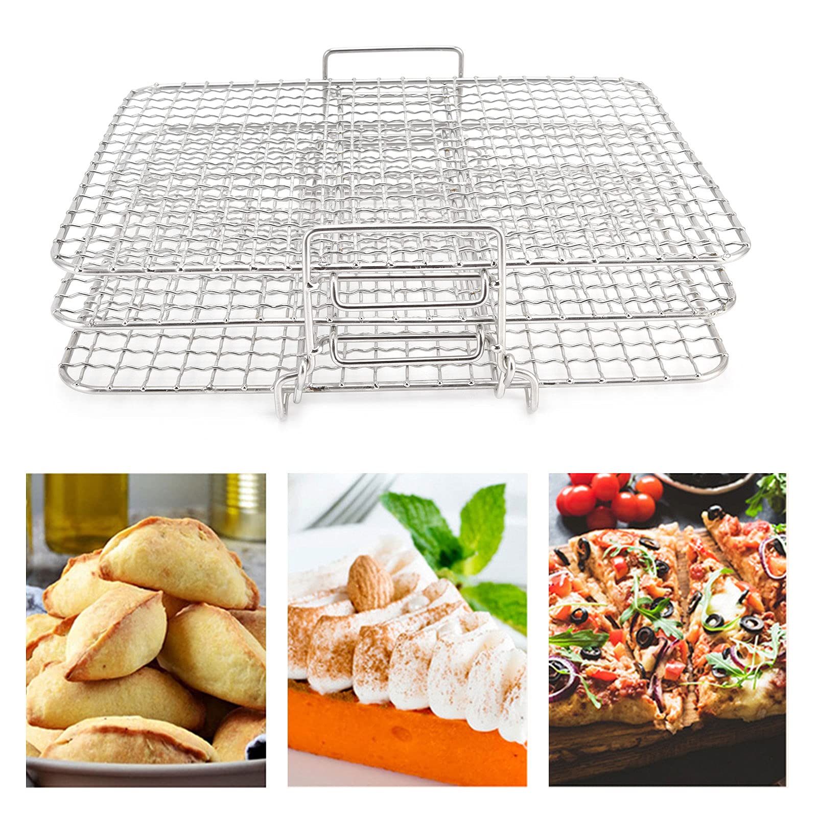 Alvinlite 3-Tier Stainless Steel Dehydrator Stand for Air Fryer - Stackable Cooling Rack Set for Baking, Roasting & Cooking | Perfect for Meal Prep, Healthy Snacks & Dehydrating Fruits