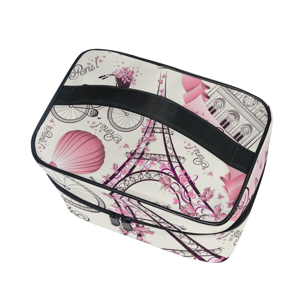 Cooper Girl Eiffel Tower Cosmetic Bag - Waterproof Travel Makeup Train Case with Mirror | Perfect for Travel, Gym & Daily Organization