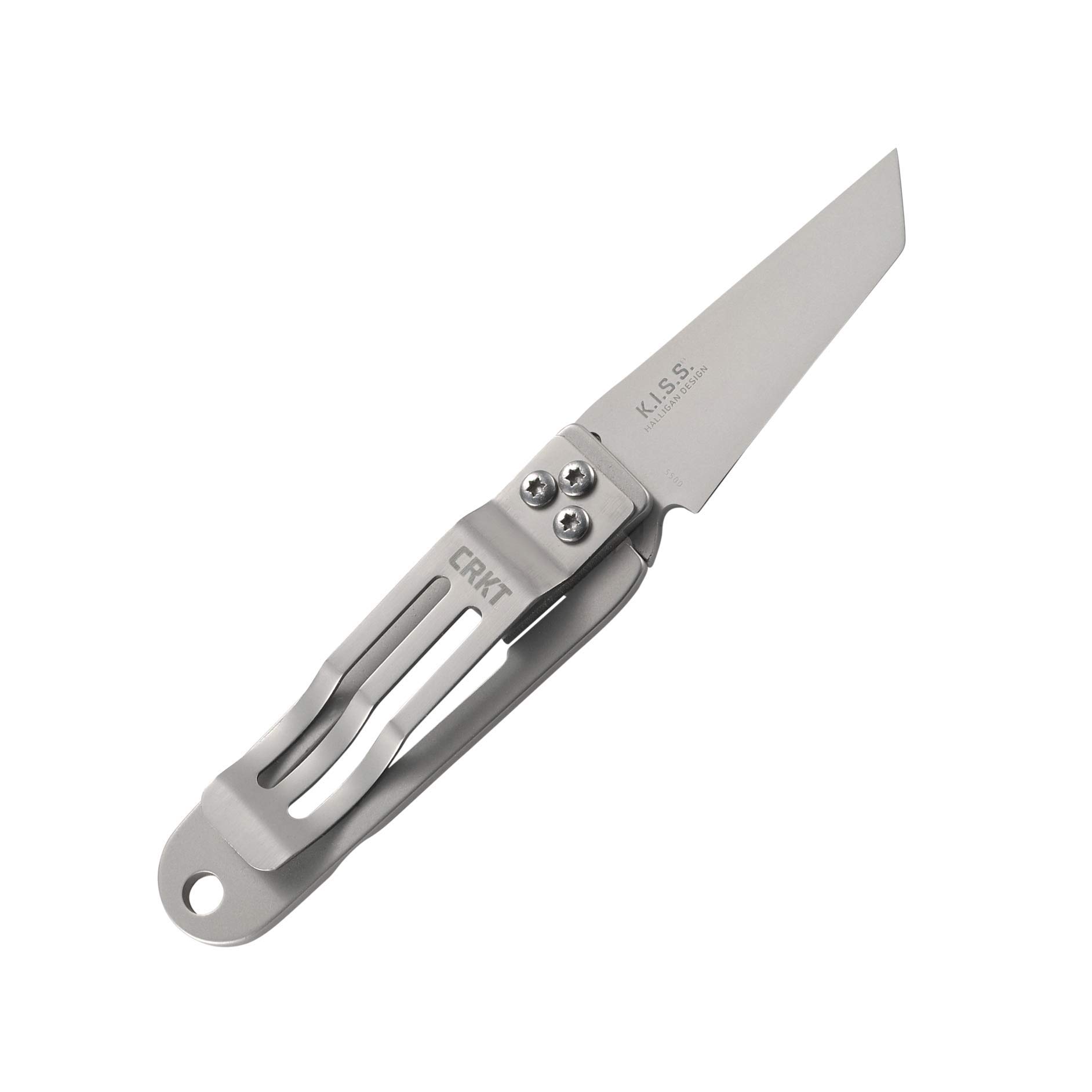 CRKT K.I.S.S. EDC Folding Pocket Knife - Compact Everyday Carry Knife with Dual Grind Tanto Blade, Frame Lock & Skeletonized Handle | Gray Plain Edge Tactical Knife for Camping, Hiking & Outdoor Survival