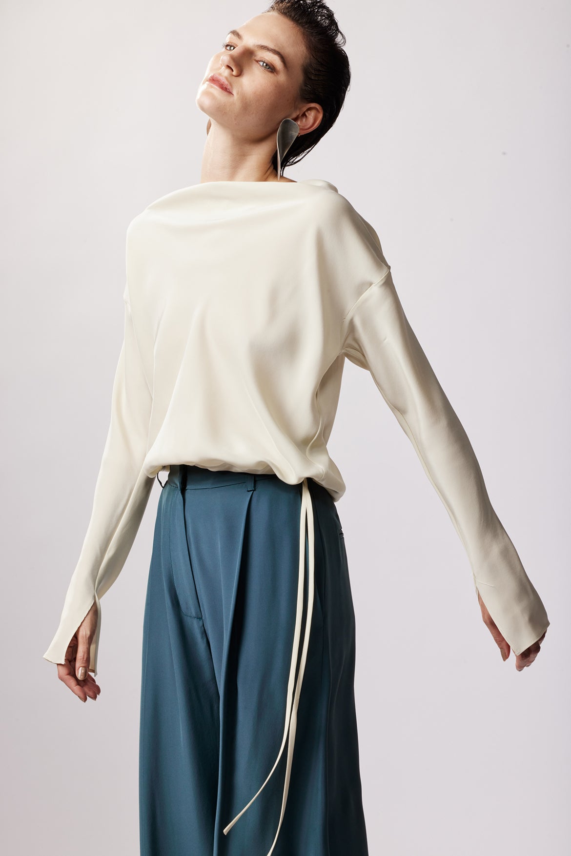 Salacia Long Sleeve Blouse - Women's Elegant Mineral Wash Tops for Work & Casual Wear | Office Outfits & Daily Fashion