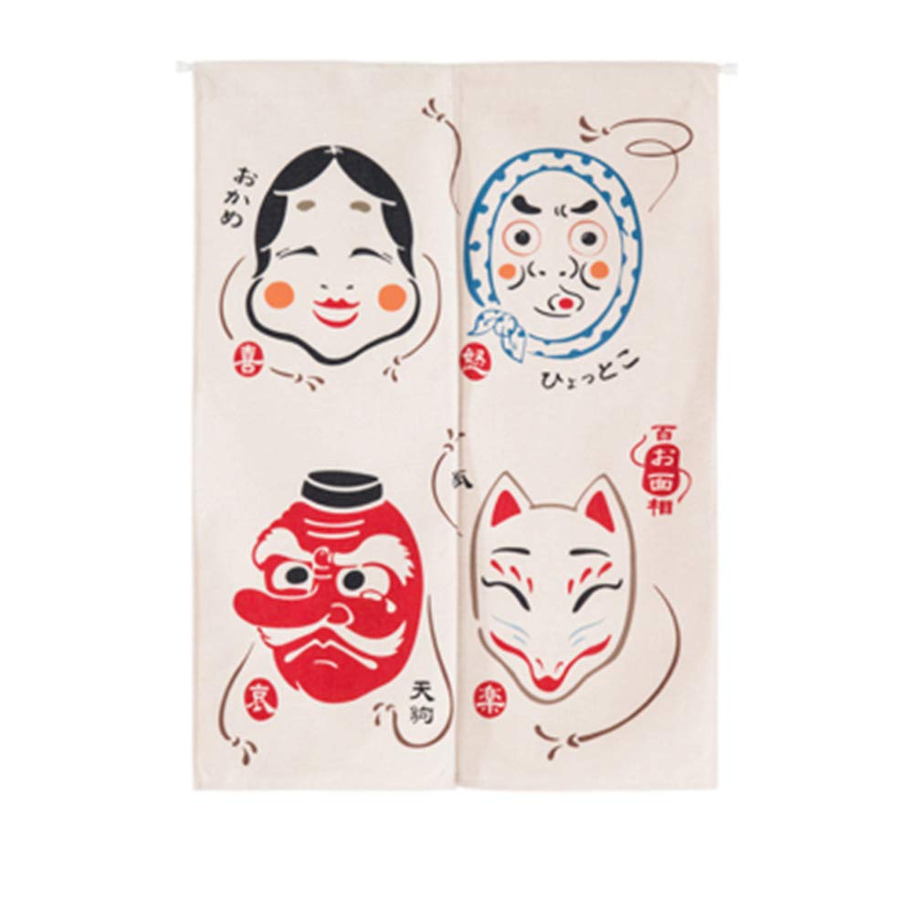 Japanese Noren Door Curtain - Cotton Linen Traditional Hokusai Ukiyoe Art Tapestry - 33.5