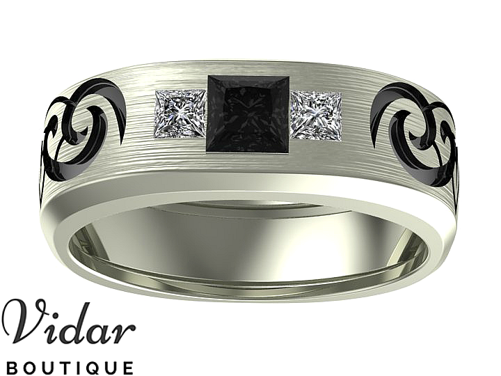 Unique Black Diamond Tribal Wedding Band for Men – Handcrafted Tungsten Ring for Grooms, Engagement & Anniversary Gifts | Perfect for Outdoor Weddings, Vow Renewals & Special Occasions