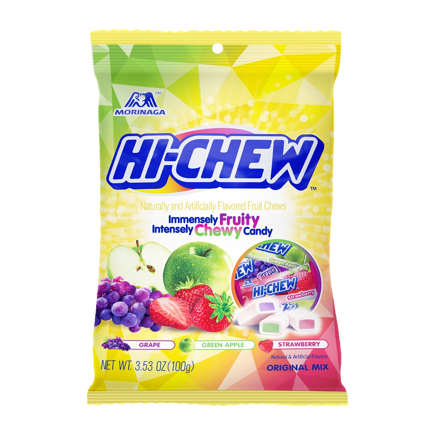 Hi Chew Original Mixed Fruit Flavored Chewy Candy | 3.5oz Resealable Bag (100g) - Perfect for Snacking, Lunch Boxes & On-the-Go Treats