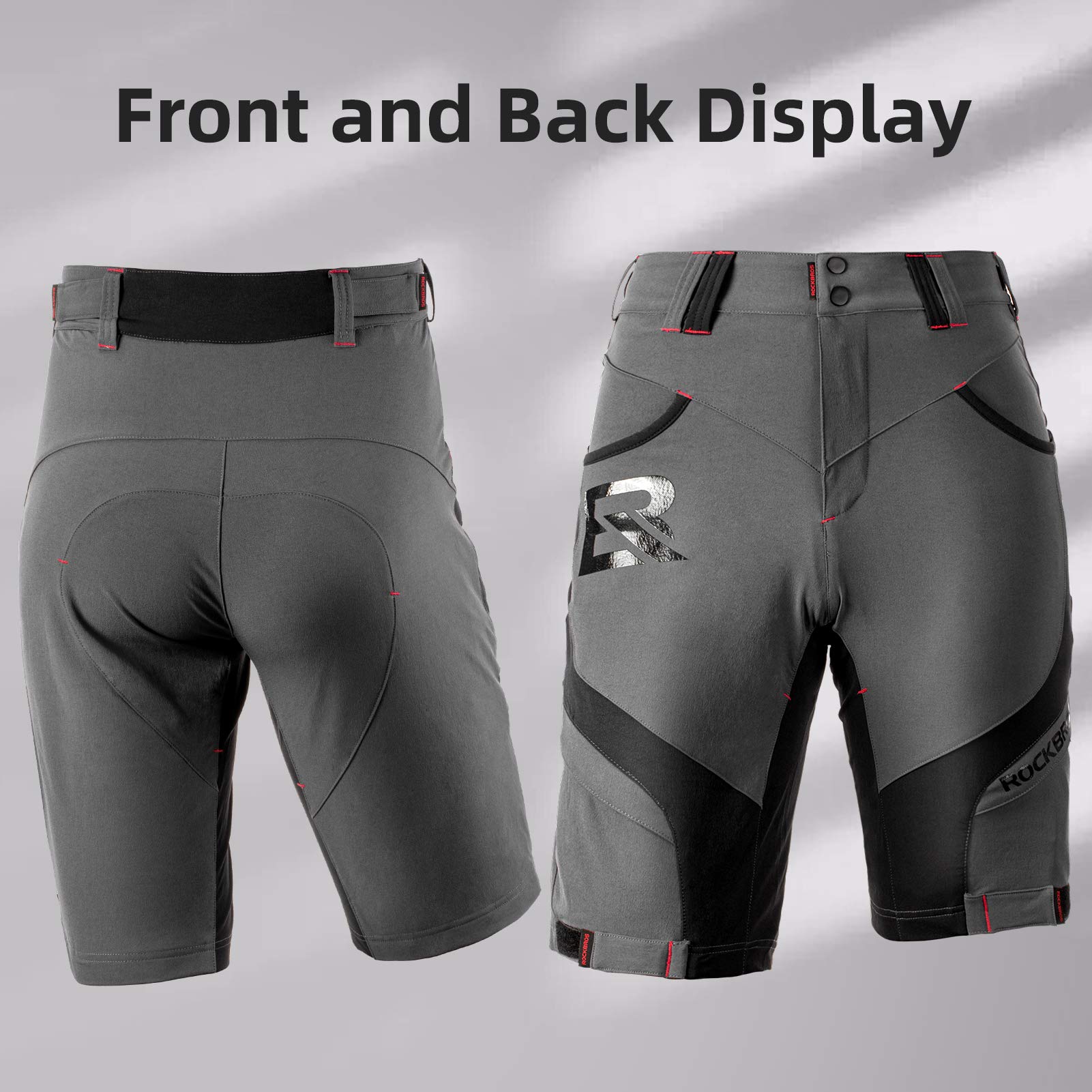 ROCKBROS Men's Mountain Bike Shorts with Padding - Breathable MTB Cycling Shorts for Comfort & Performance | Ideal for Trail Riding & Long-Distance Biking