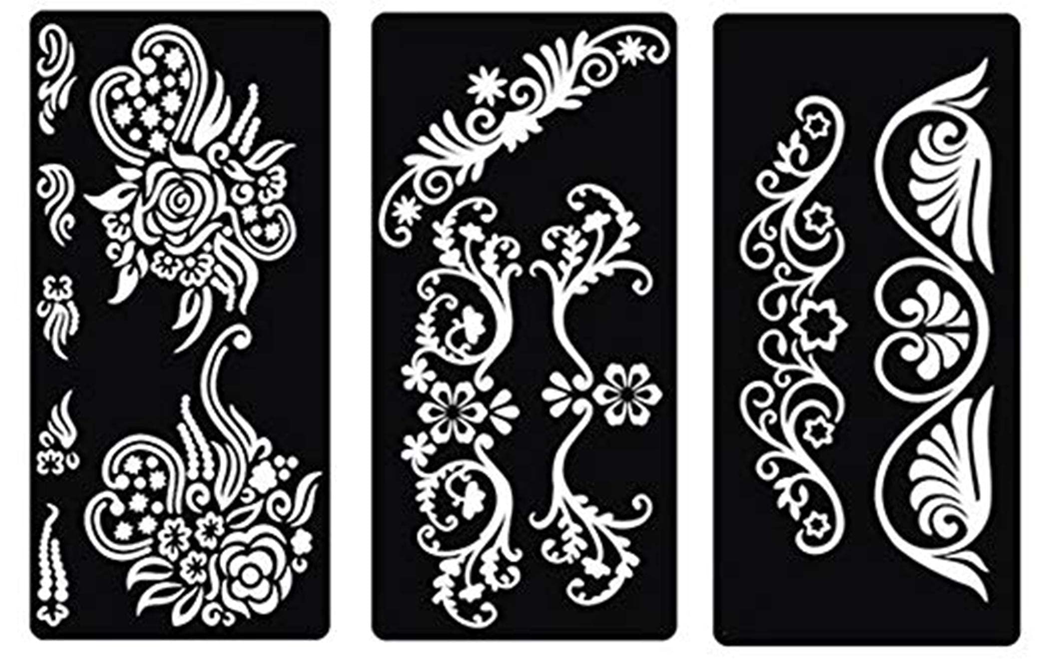 Premium Henna Tattoo Stencil Kit for Hands, Body, Fingers & Face | Temporary Mehndi Art Designs for Women, Girls & Kids | NIV-382 Black Medium Size | Perfect for Parties, Weddings & Festive Celebrations