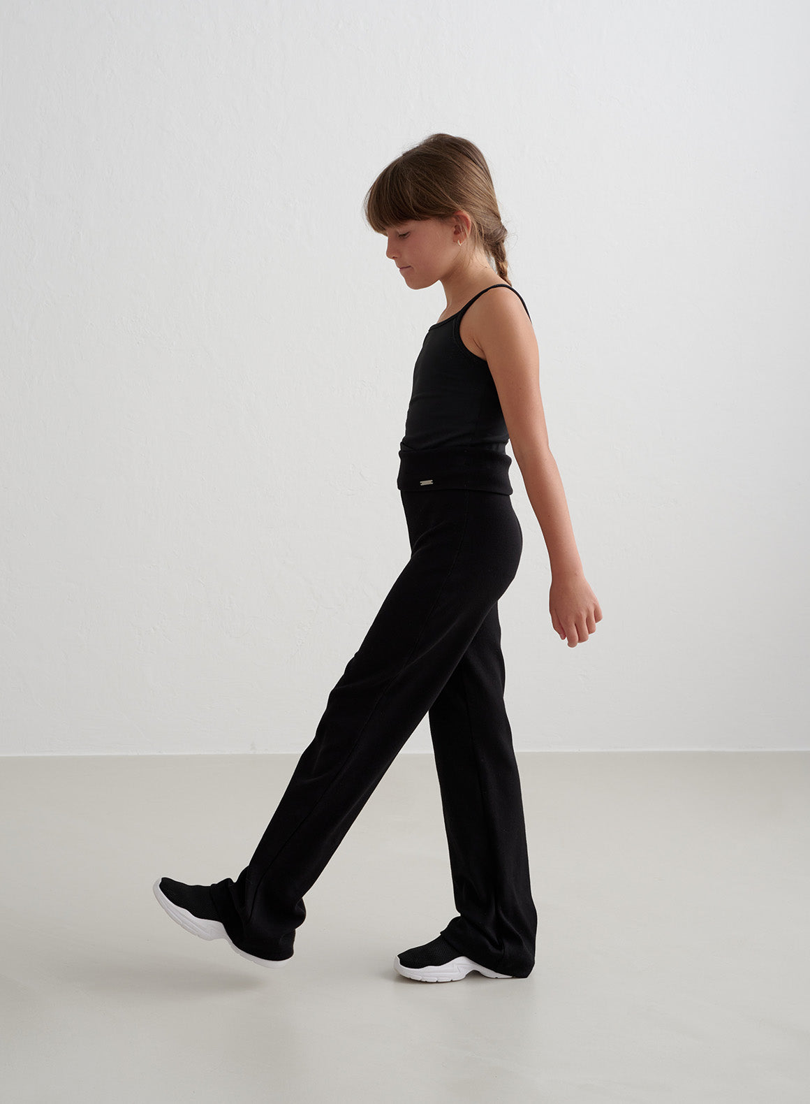 Black Ribbed High-Waisted Pants for Women - Stretchy Comfort Fit Casual Lounge Pants - Perfect for Yoga, Running Errands & Relaxing at Home