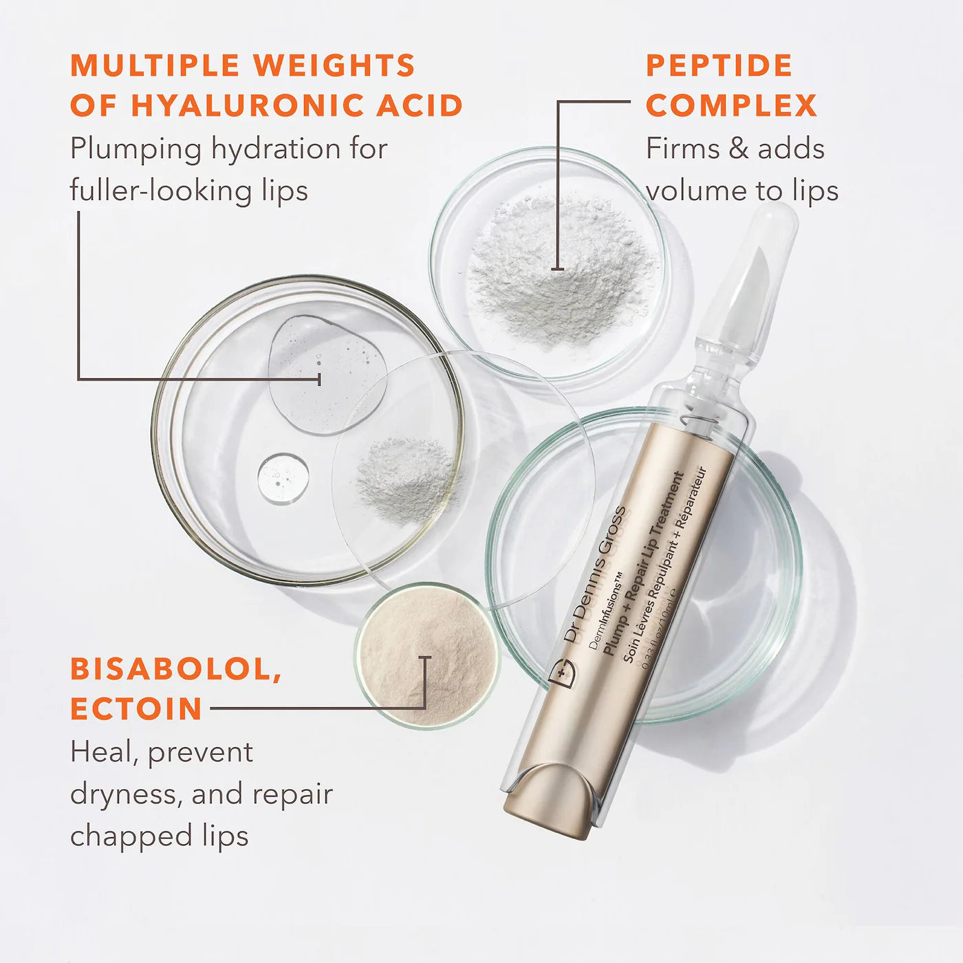 Dr. Dennis Gross Skincare DermInfusions™ Plump + Repair Lip Treatment - 10ml Hydrating Lip Balm for Dry, Chapped Lips | New in Box | Perfect for Daily Moisturizing & Nighttime Lip Care