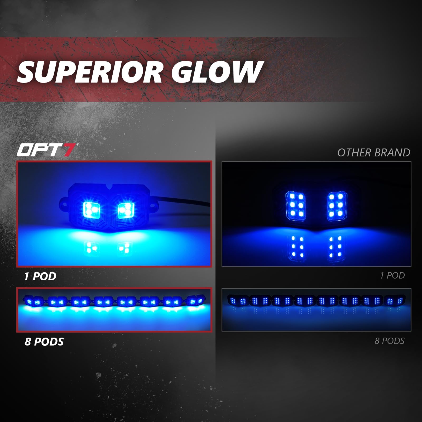 OPT7 Photon RGB LED Magnet Rock Lights - 8 Pods Multicolor Underglow Lighting Kit with APP & Remote Control, IP68 Waterproof for Offroad Vehicles (Truck, Jeep, RZR, ATV, UTV) - Perfect for Night Offroading, Car Shows & Custom Vehicle Lighting