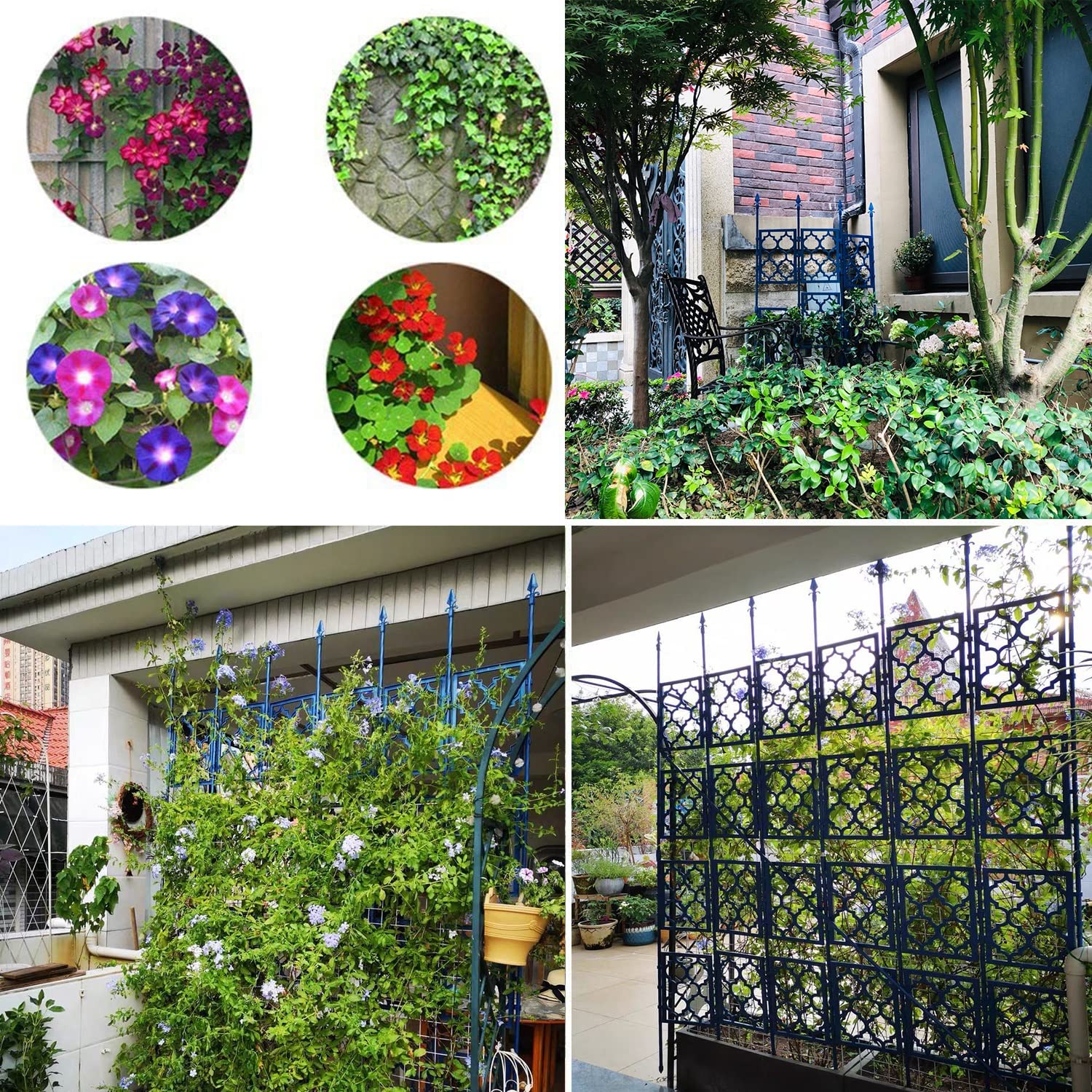 Green Metal Flower Trellis Stand - 85x190cm (33.5x75in) Detachable Plant Support Frame for Climbing Plants | Garden Vine Support for Roses, Clematis & Honeysuckle | Outdoor & Indoor Plant Climbing Rack