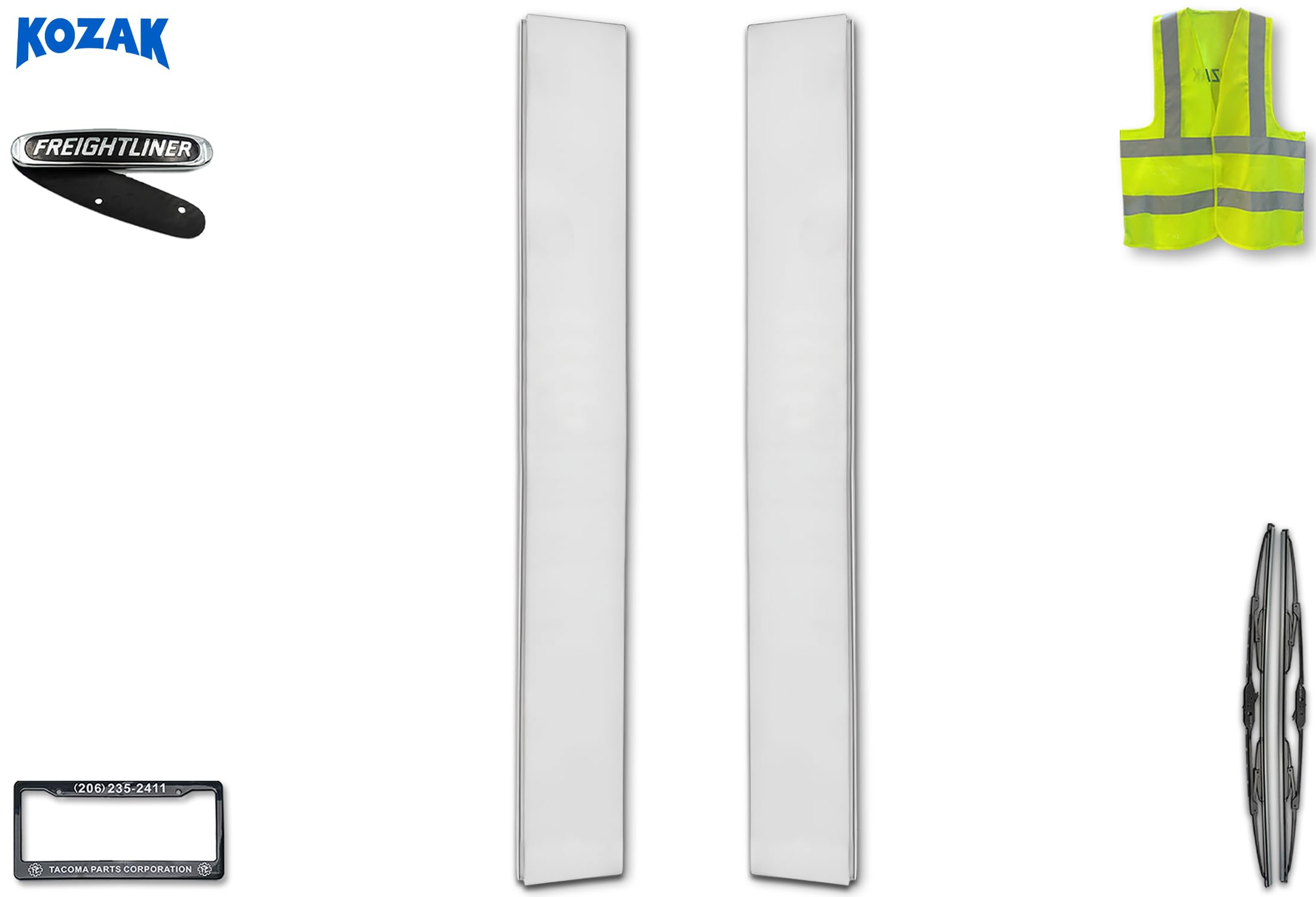 KOZAK Bottom Cab Cabin Wing Narrow Version Fairings for Freightliner Cascadia 2008-2017 - Right Passenger & Left Driver Side Set with Logo, 2X 22