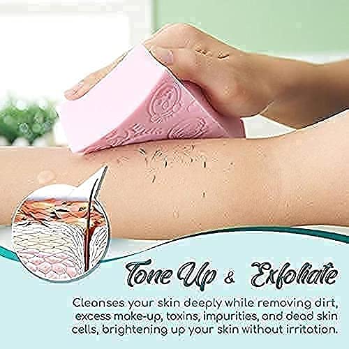 Khedu Feb Ultra Soft Exfoliating Bath Sponge | Natural Body Scrubber for Dead Skin Removal | Shower Brush for Women & Men | Gentle Face & Body Exfoliator | Perfect for Daily Shower Routine & Spa Day