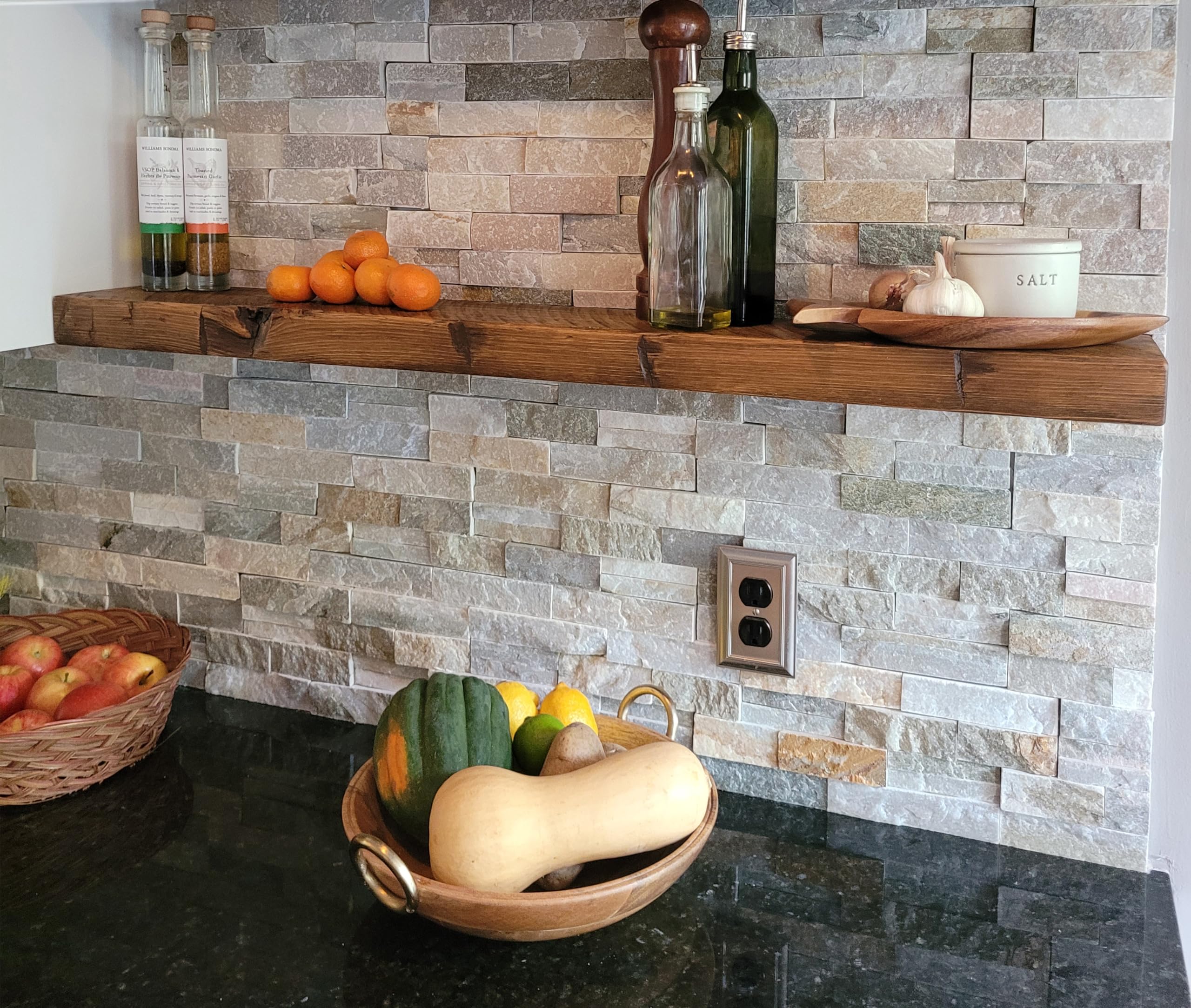 Joel's Antiques - 60 Inch Wooden Floating Shelves for Wall - Natural Solid Wood - Heavy Duty Rustic Fireplace Mantel & Bookshelf - Perfect for Living Room, Bedroom, Office - Medium Brown 60x9x2 in - Wall Decor, Book Display, Photo Frame Shelf
