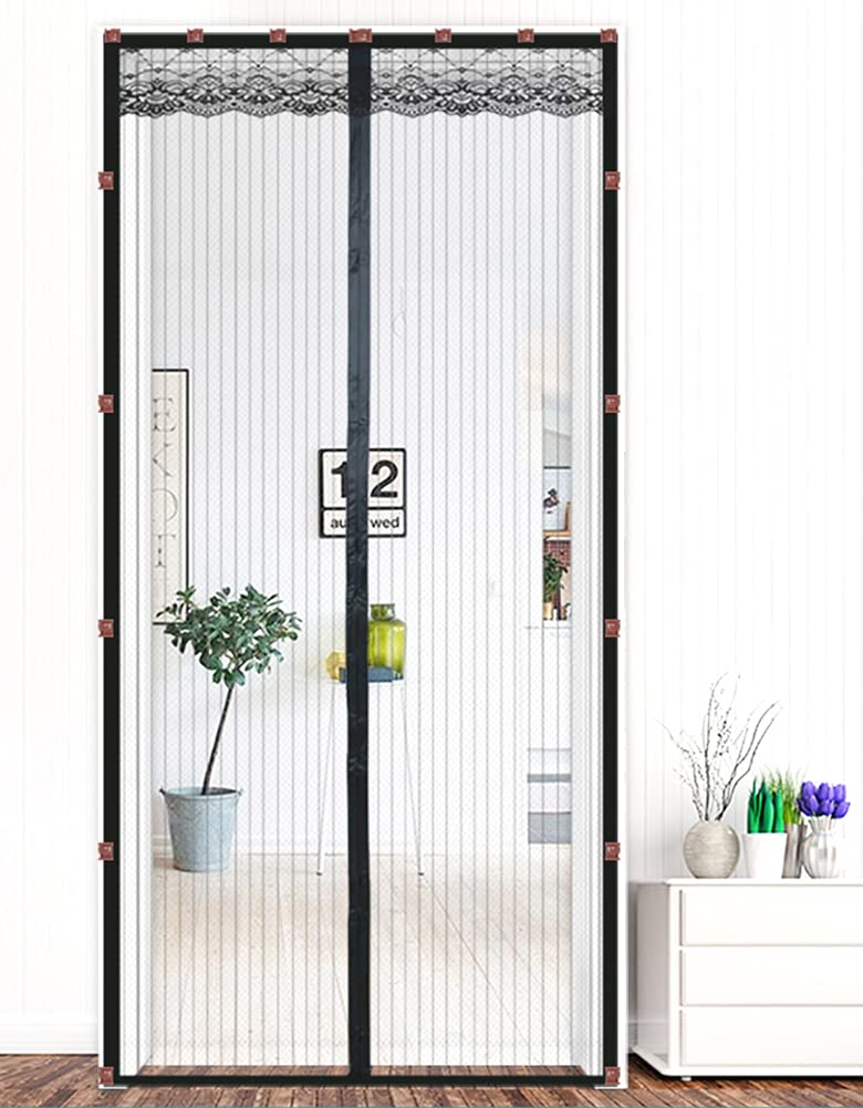 Liveinu Magnetic Window Screen - No Drill 46x85 Inch Black for Doors & Windows
