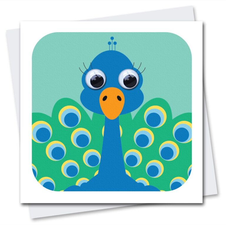 Funny Googly Eyes Greeting Card - Peacock Design for Birthday, Thank You & Special Occasions | Perfect for DIY Crafts & Party Decorations