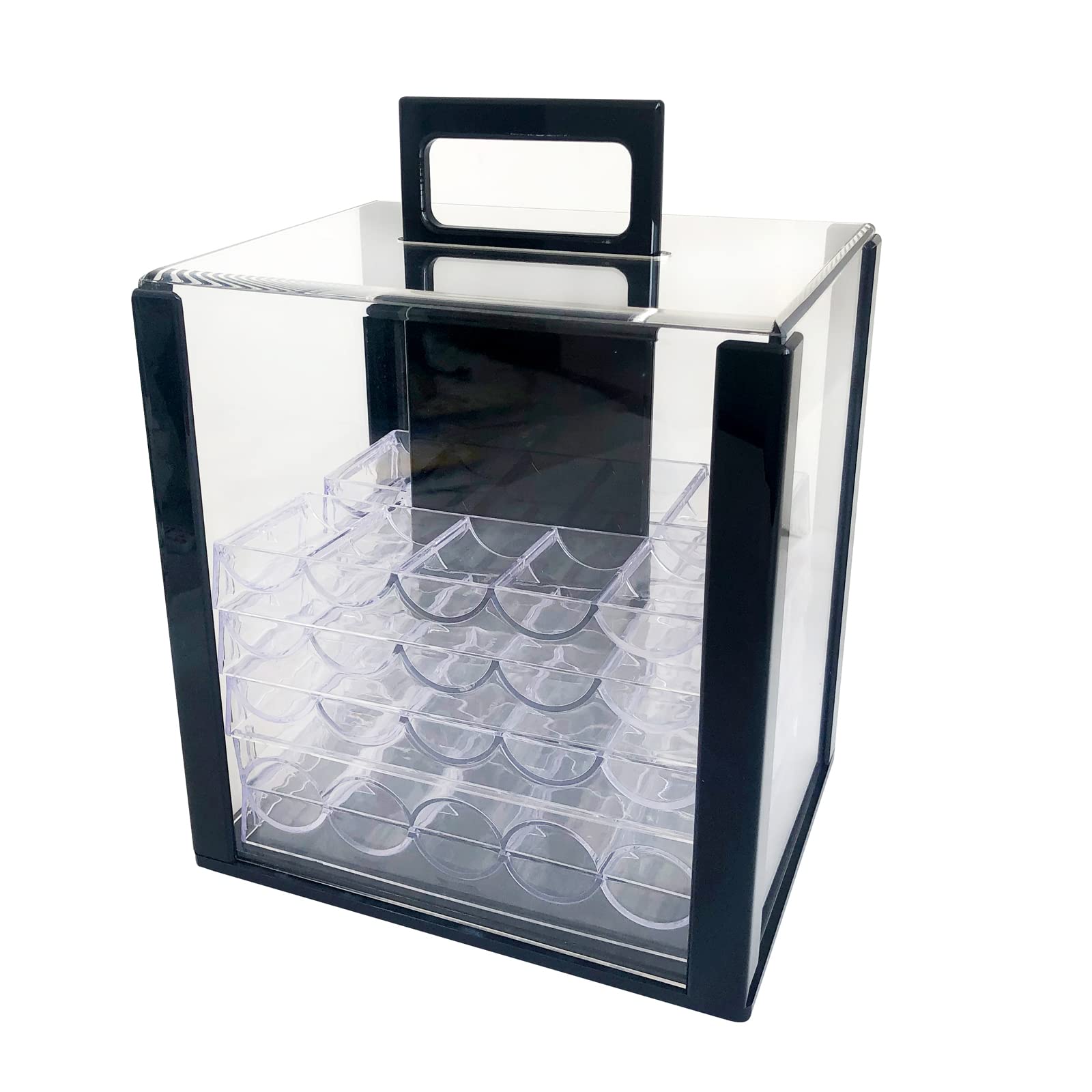 Yuanhe Deluxe Acrylic Poker Chip Case - 1000 Chips Capacity with 10 Chip Racks/Trays | Perfect for Casino Nights, Poker Tournaments & Home Game Storage