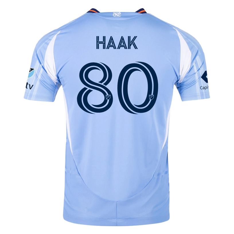 Adidas Justin Haak New York City FC Authentic Home Jersey 25/26 with MLS Patches - Bahia Light Blue Soccer Shirt for Fans & Players - Perfect for Matchdays, Training & Collecting