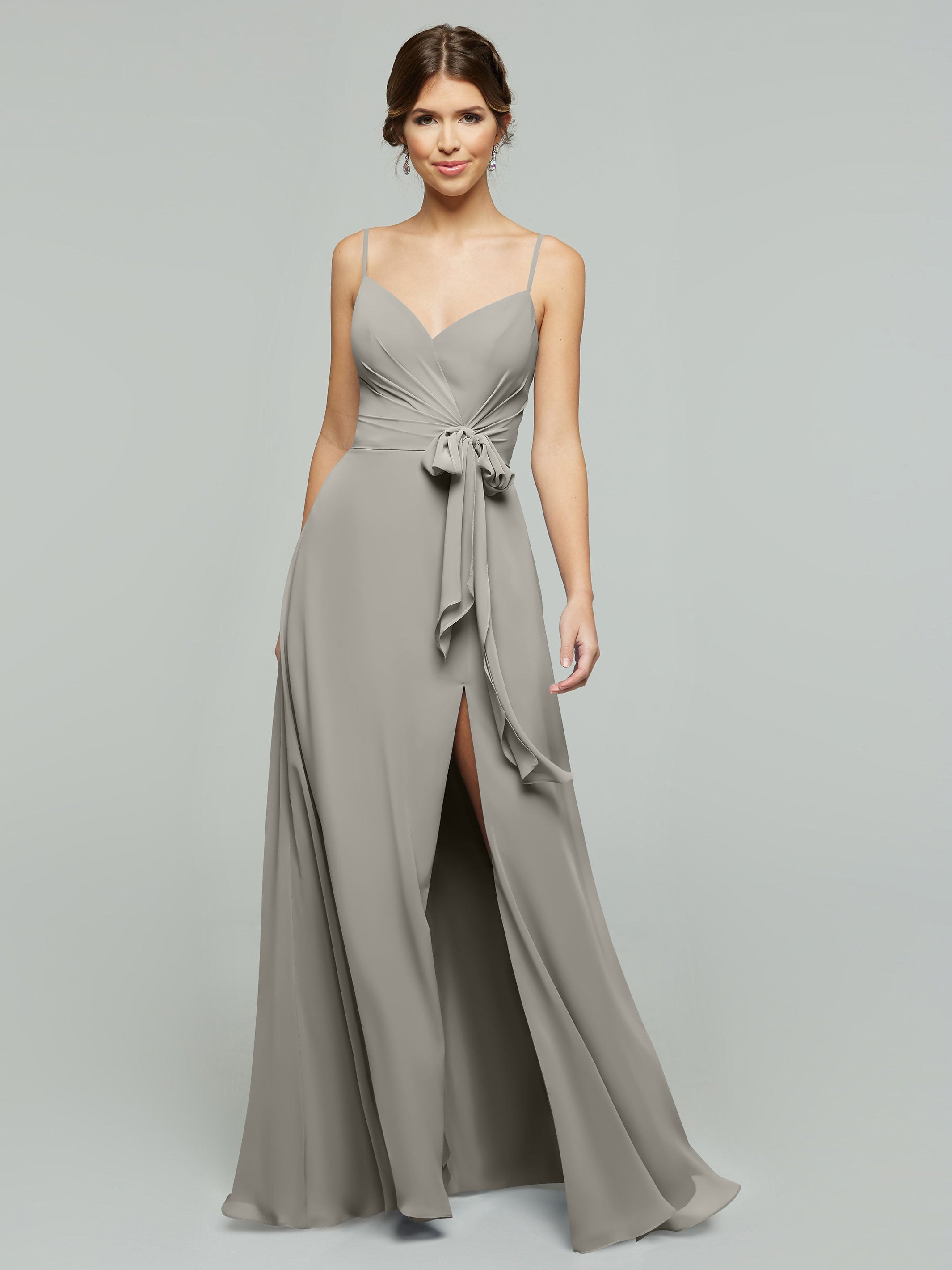Elegant 80182 Chiffon A-Line Bridesmaid Dress with V-Neck & Spaghetti Straps - Perfect for Weddings, Formal Events & Special Occasions