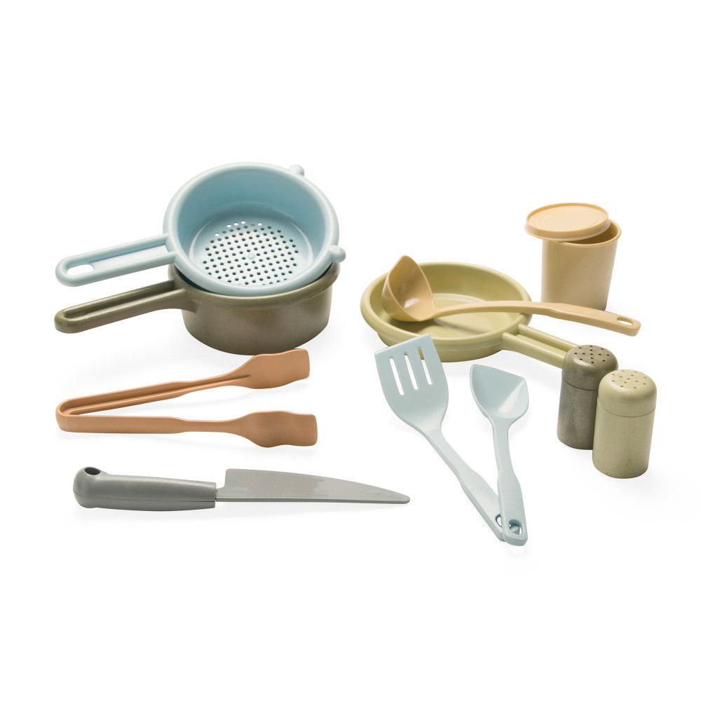 Dantoy BIO Kitchen Set - Eco-Friendly 12-Piece Pretend Play Cooking Toy Set for Toddlers & Kids | Pretend Play, Role Play, Educational Toy for Indoor & Outdoor Fun