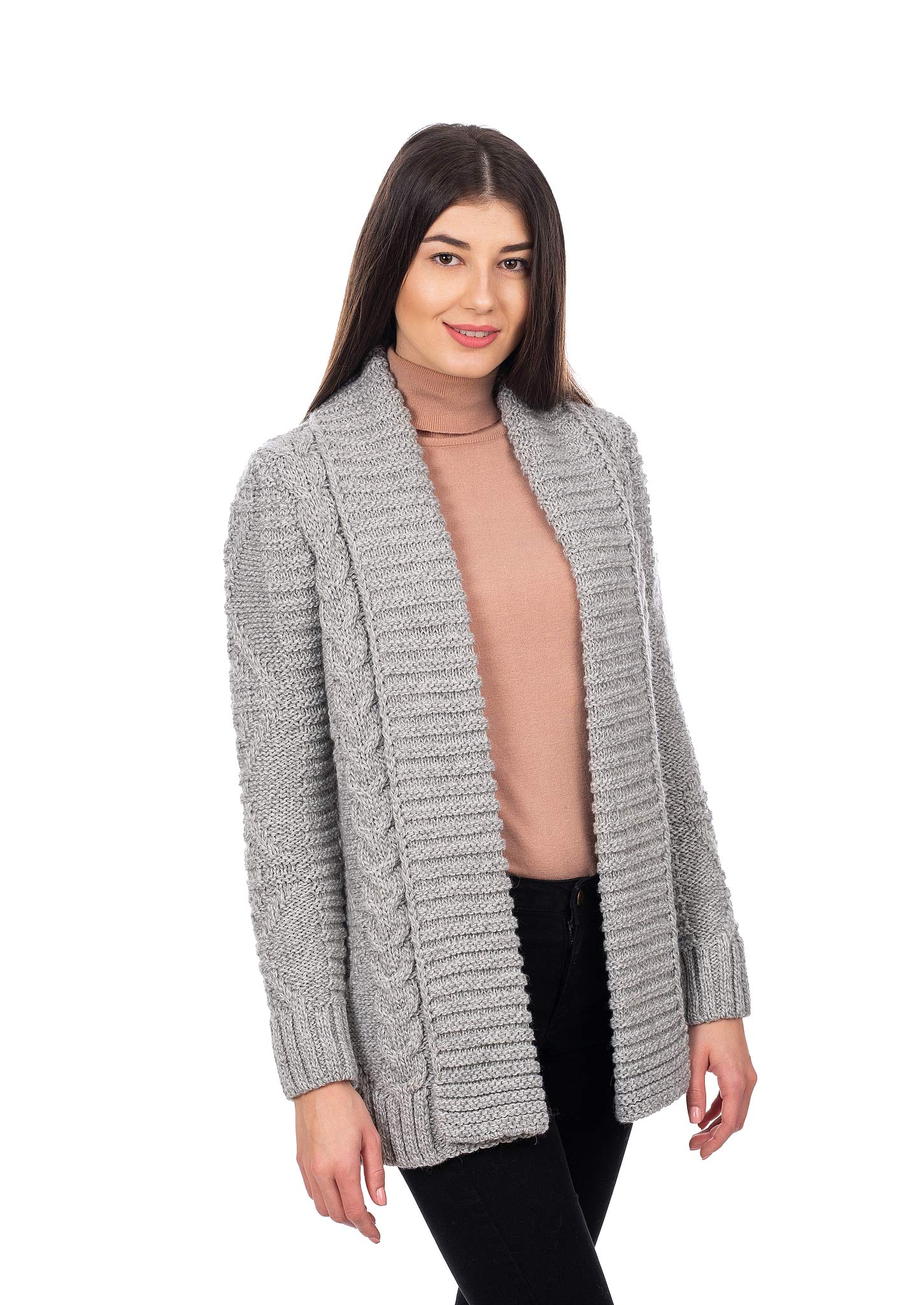SAOL Women's Open Front Soft Merino Blend Knit Cardigan Sweater - Cozy Lightweight Wrap for Fall, Winter & Spring Layering