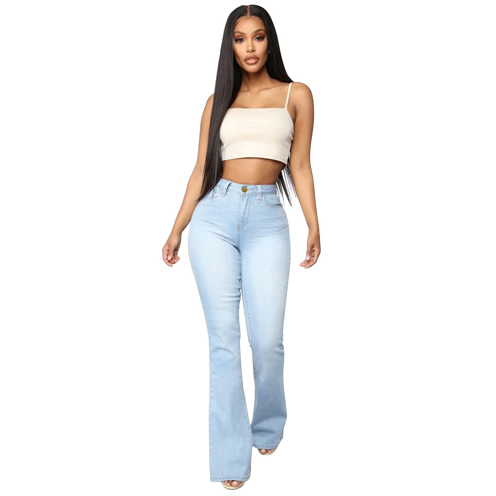 FUAIOKT Women's Classic Wide Leg Jeans - Plus Size Bootcut & Flared Denim Pants for Casual Wear, Relaxed Fit Oversized Bell Bottoms - Perfect for Everyday Outfits, Boho Style & Retro Fashion