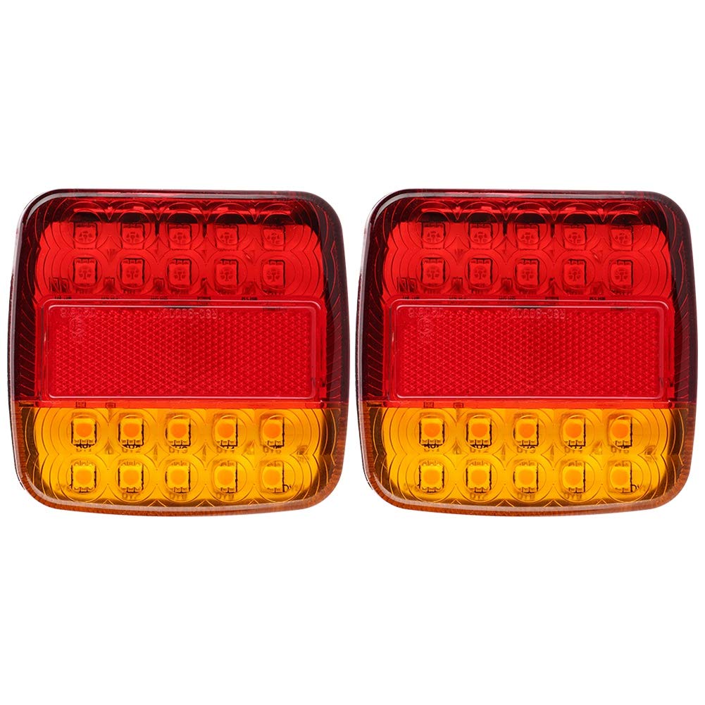 AKOZON 12V 20LED Trailer Lights - 2 Pack Red/Yellow Waterproof LED Tail Lights for Trucks, Trailers, RVs & Boats - Durable Rear Safety Lights for Night Driving & Towing