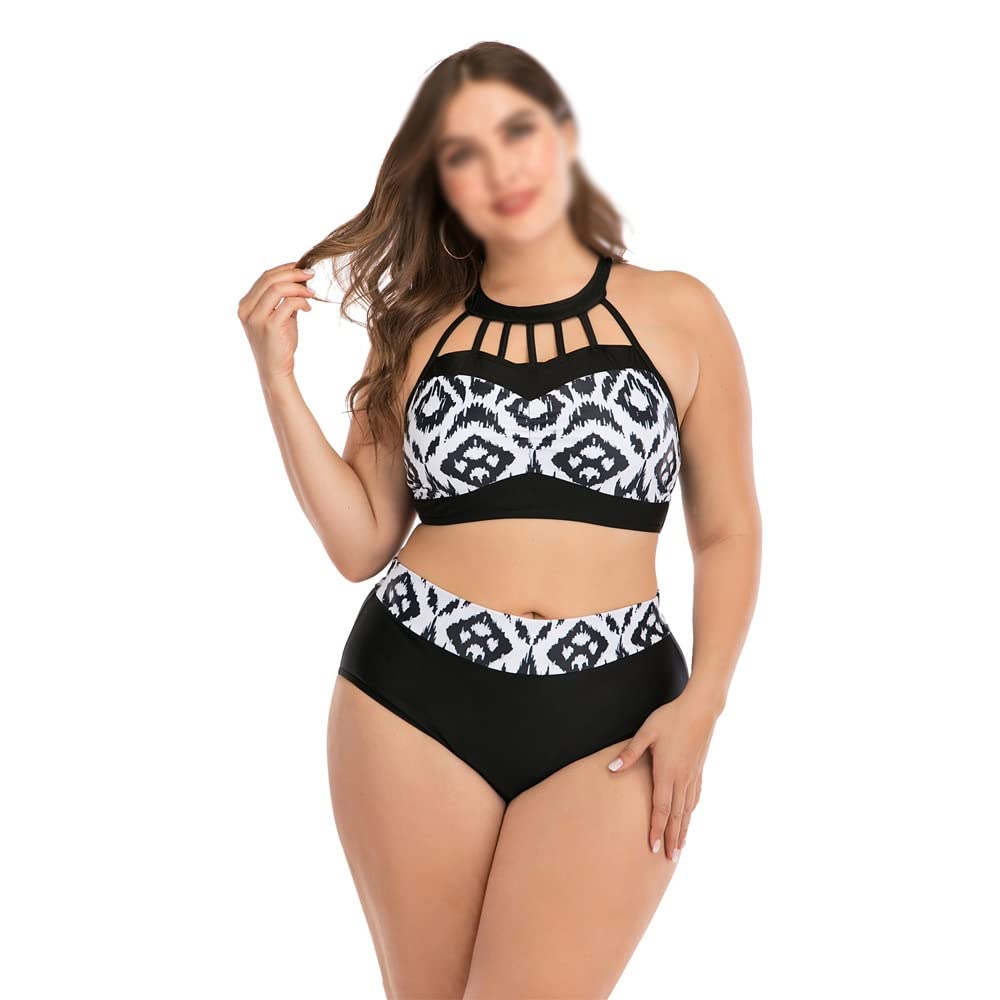 Plus Size High Waist Bikini Set for Women - XXXXL Swimwear with Tummy Control | Beach & Pool Swimsuits for Curvy Women | Summer Vacation & Tropical Getaway Outfit