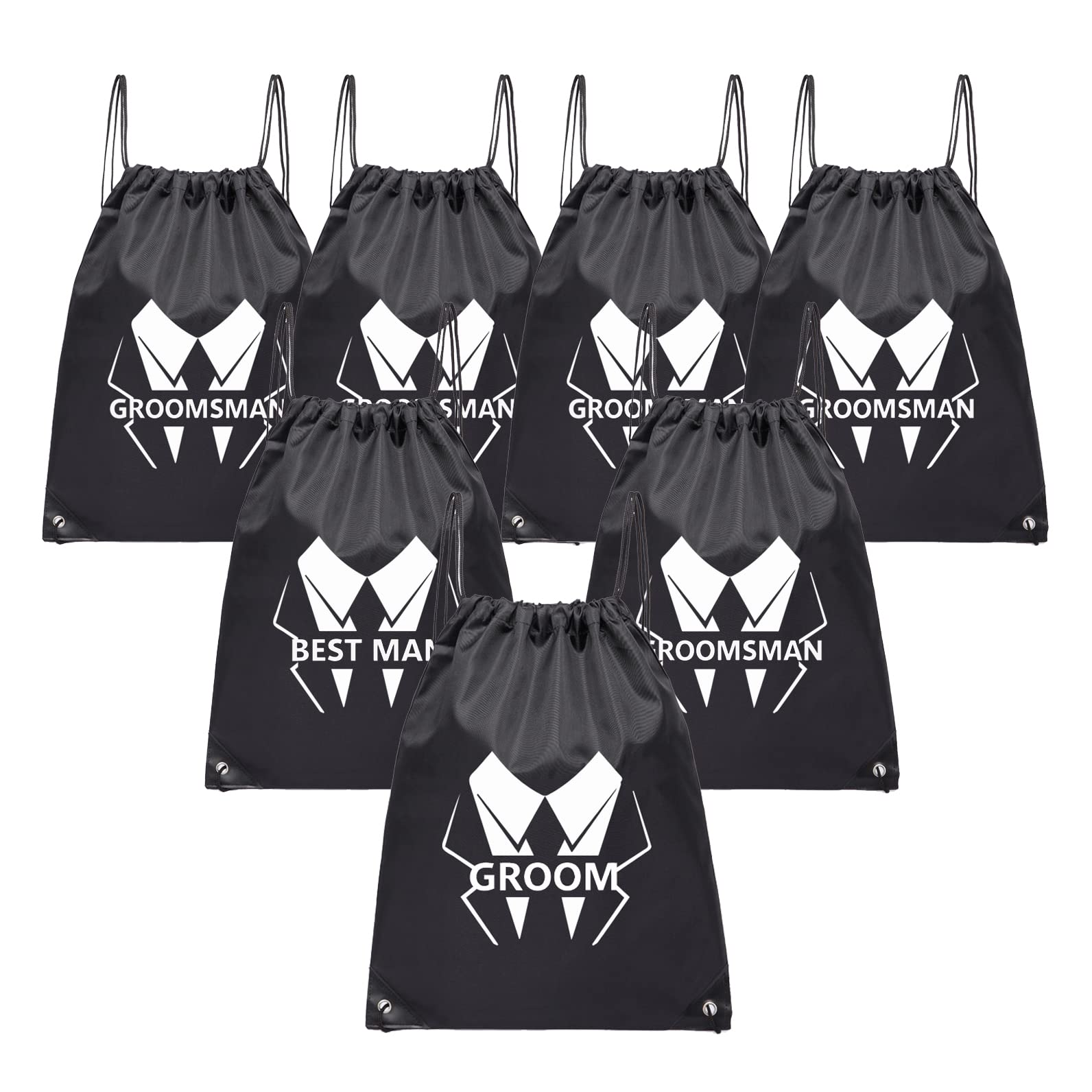 LADY & HOME 7-Pack Premium Groomsmen Proposal Gift Set - Drawstring Suit Bags for Best Man & Wedding Party - Perfect for Bridal Shower, Bachelor Party & Wedding Gifts (LJ-B)